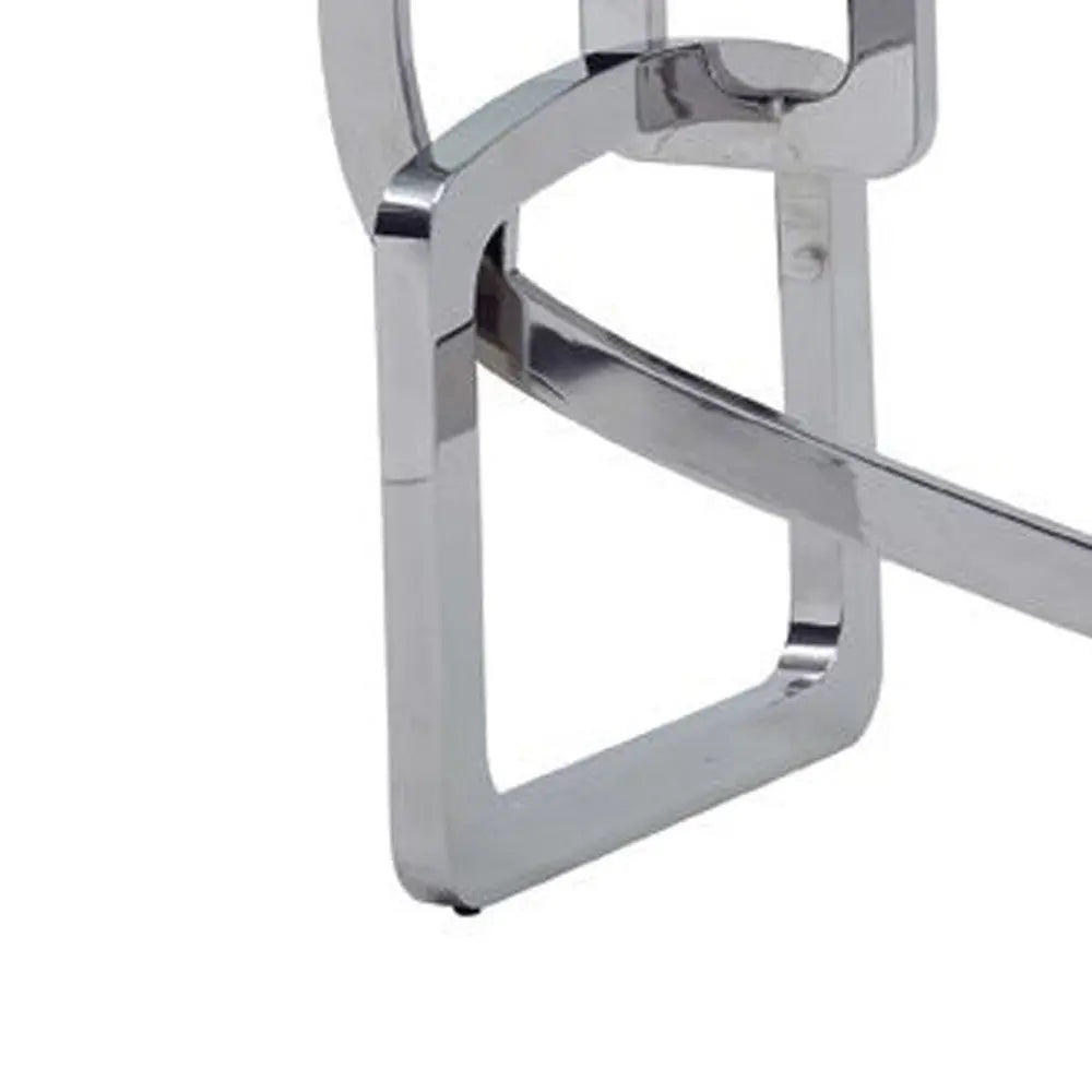 79" Clear And Silver Glass And Stainless Steel Trestle Base Dining Table Homeroots Kitchen & Dining