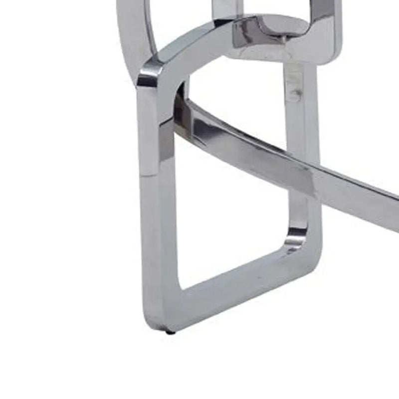 79" Clear And Silver Glass And Stainless Steel Trestle Base Dining Table Homeroots Kitchen & Dining