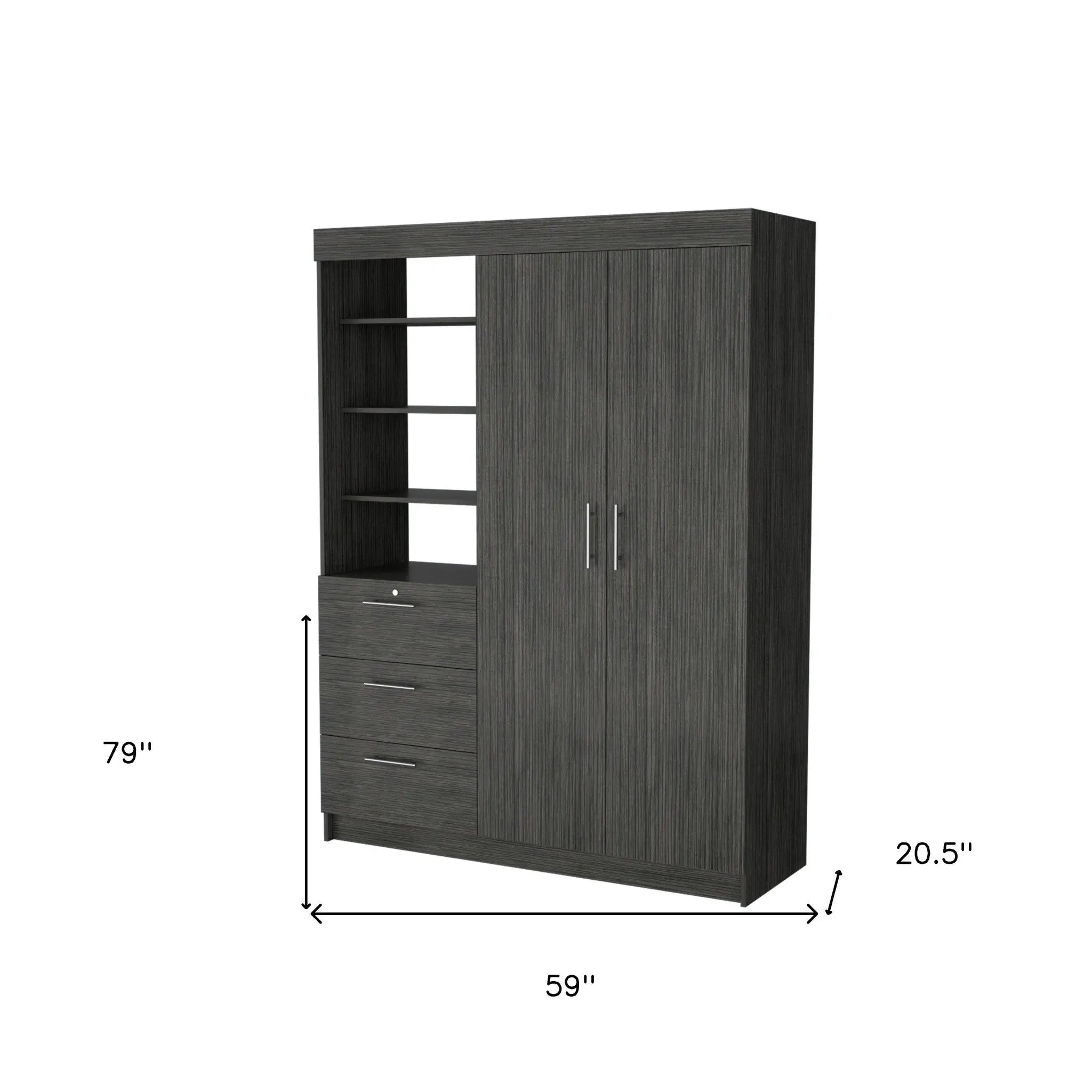 79" Gray Wood Two Door Three Drawer Combo Dresser Homeroots Bed & Bath