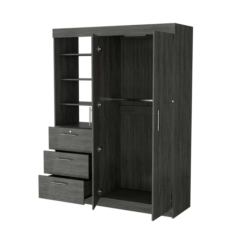 79" Gray Wood Two Door Three Drawer Combo Dresser Homeroots Bed & Bath