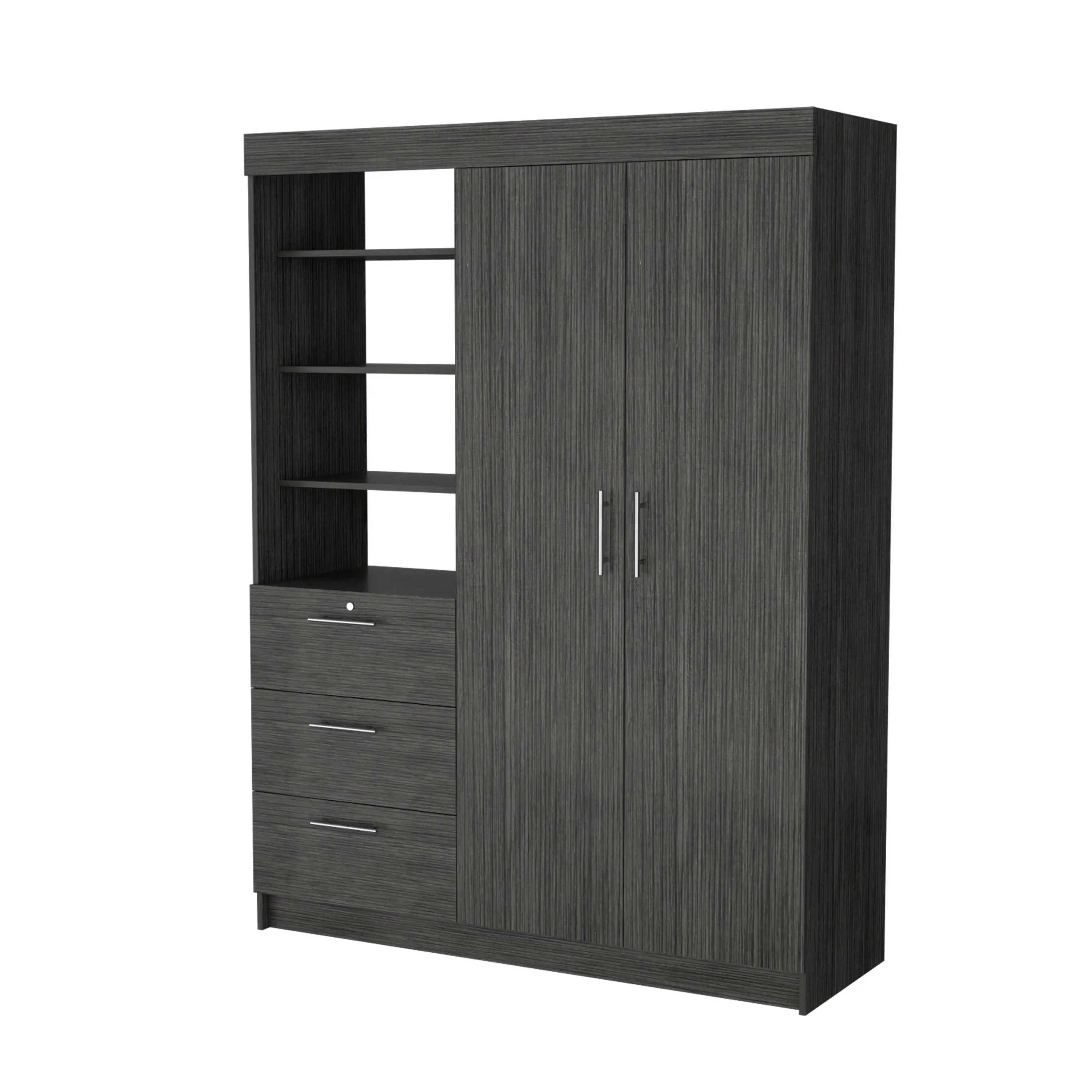 79" Gray Wood Two Door Three Drawer Combo Dresser Homeroots Bed & Bath