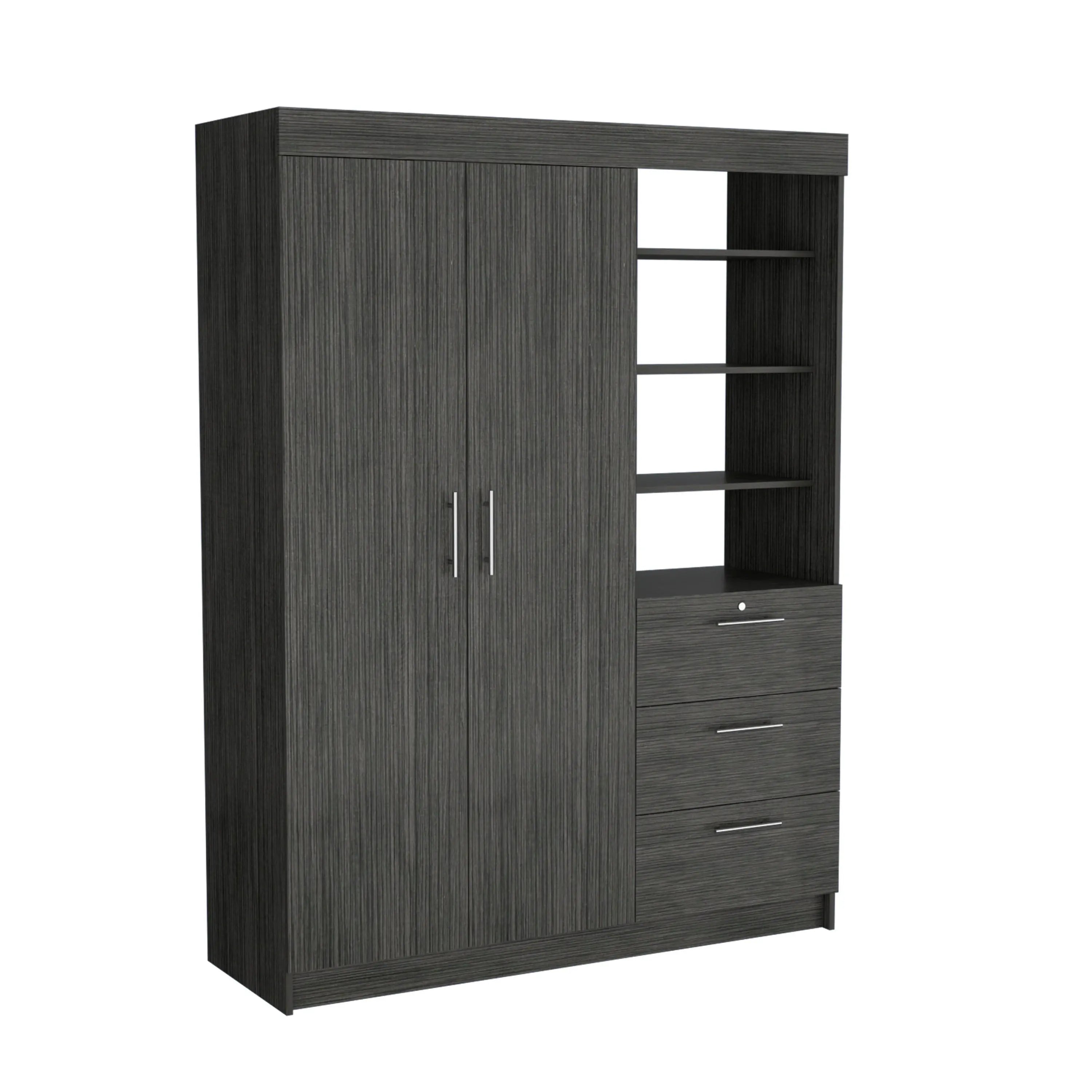 79" Gray Wood Two Door Three Drawer Combo Dresser Homeroots Bed & Bath