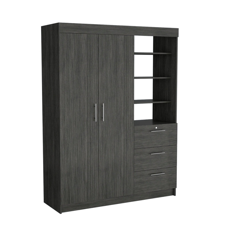 79" Gray Wood Two Door Three Drawer Combo Dresser Homeroots Bed & Bath