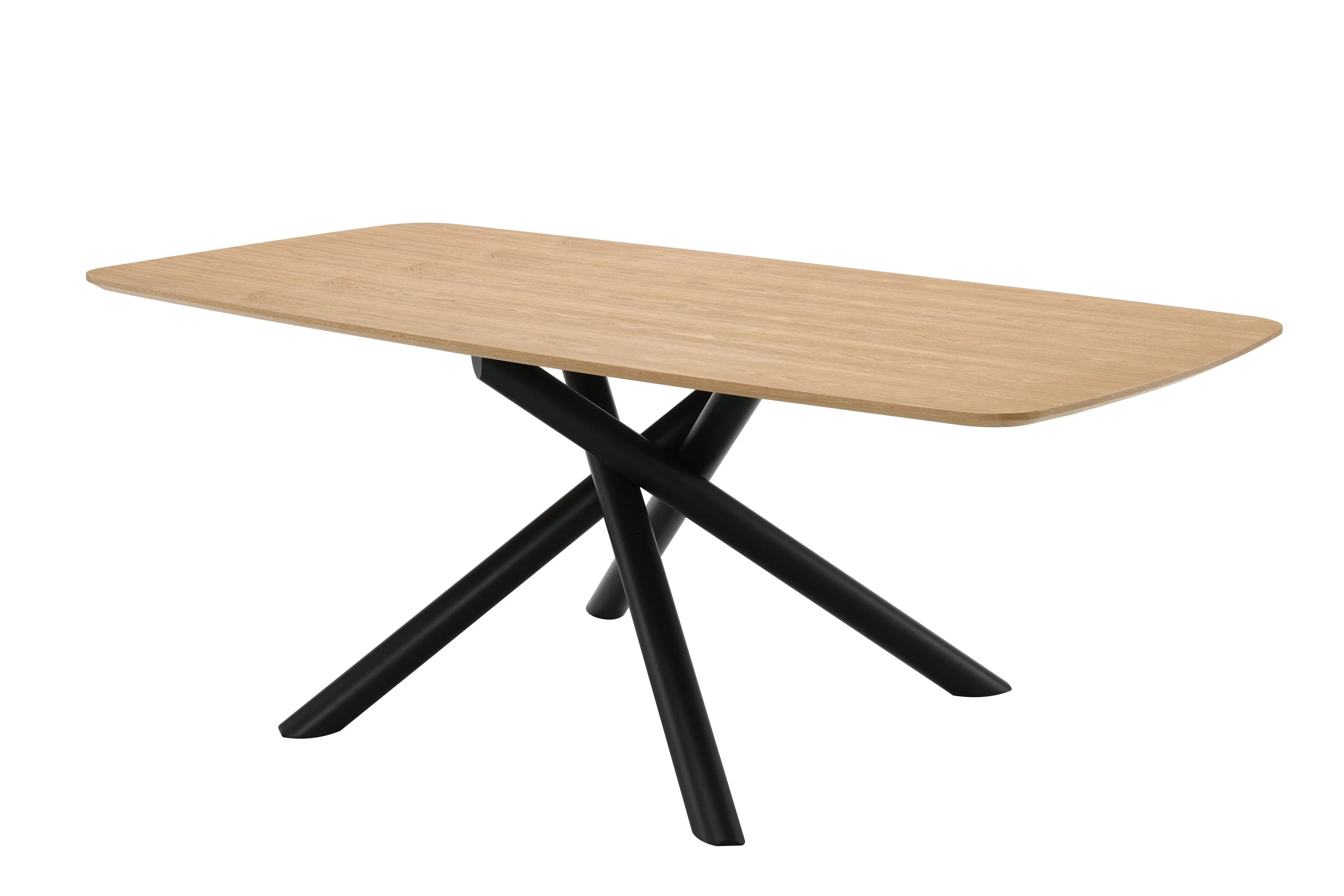 79" Natural and Black Wood and Iron Cross Leg Base Dining Table Homeroots Kitchen & Dining