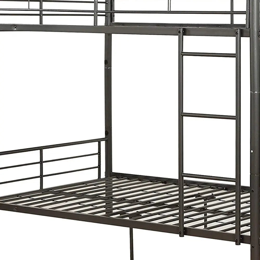79" X 57" X 65" Gunmetal Metal Tube Full Over Full Bunk Bed Homeroots Bed & Bath