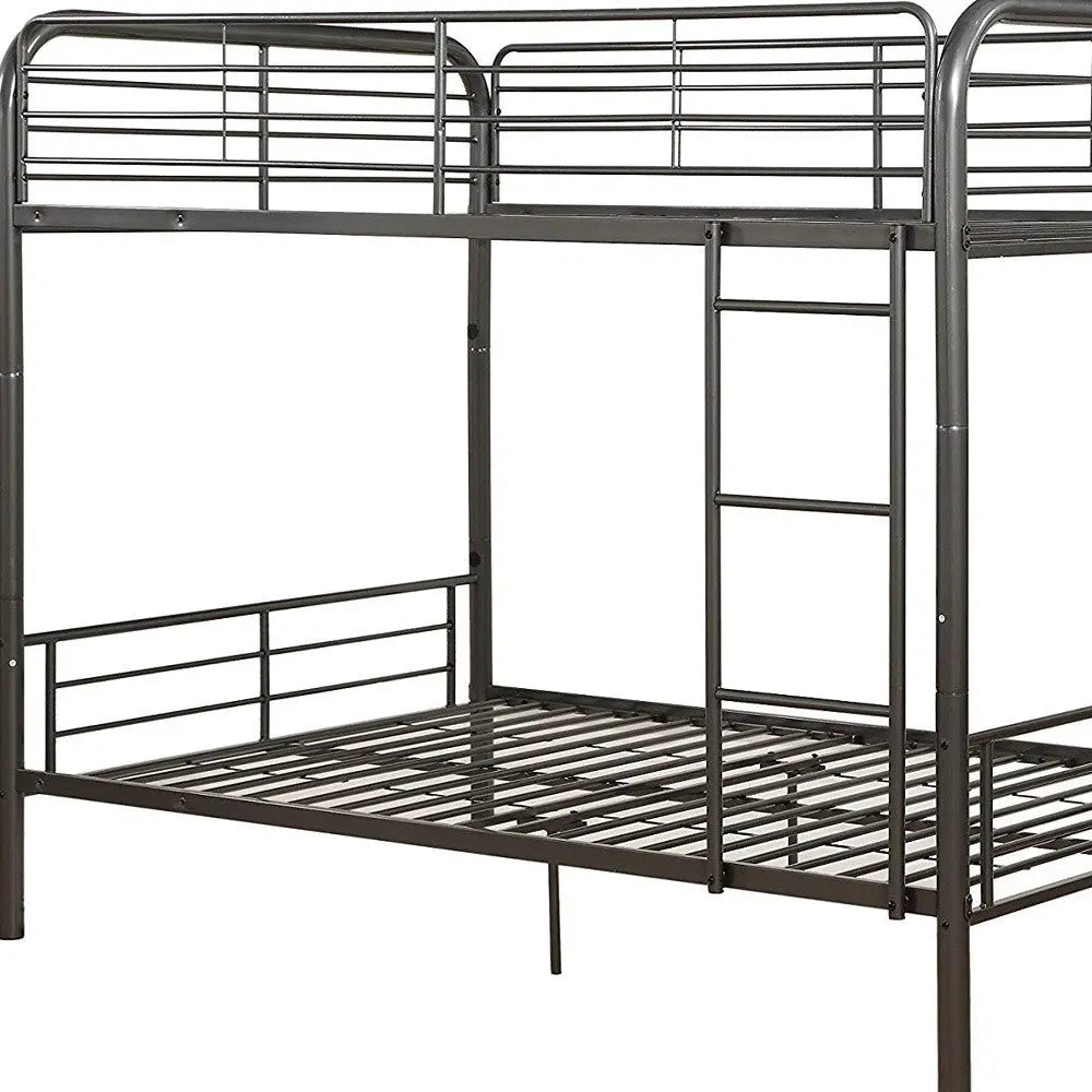 79" X 57" X 65" Gunmetal Metal Tube Full Over Full Bunk Bed Homeroots Bed & Bath