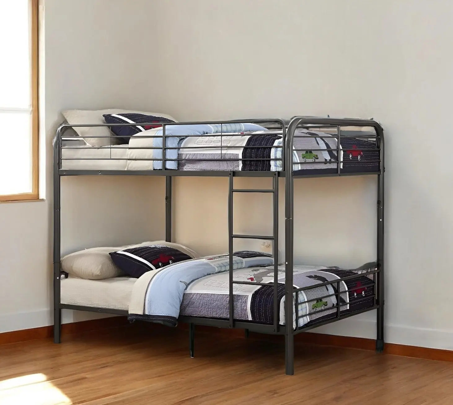 79" X 57" X 65" Gunmetal Metal Tube Full Over Full Bunk Bed Homeroots Bed & Bath