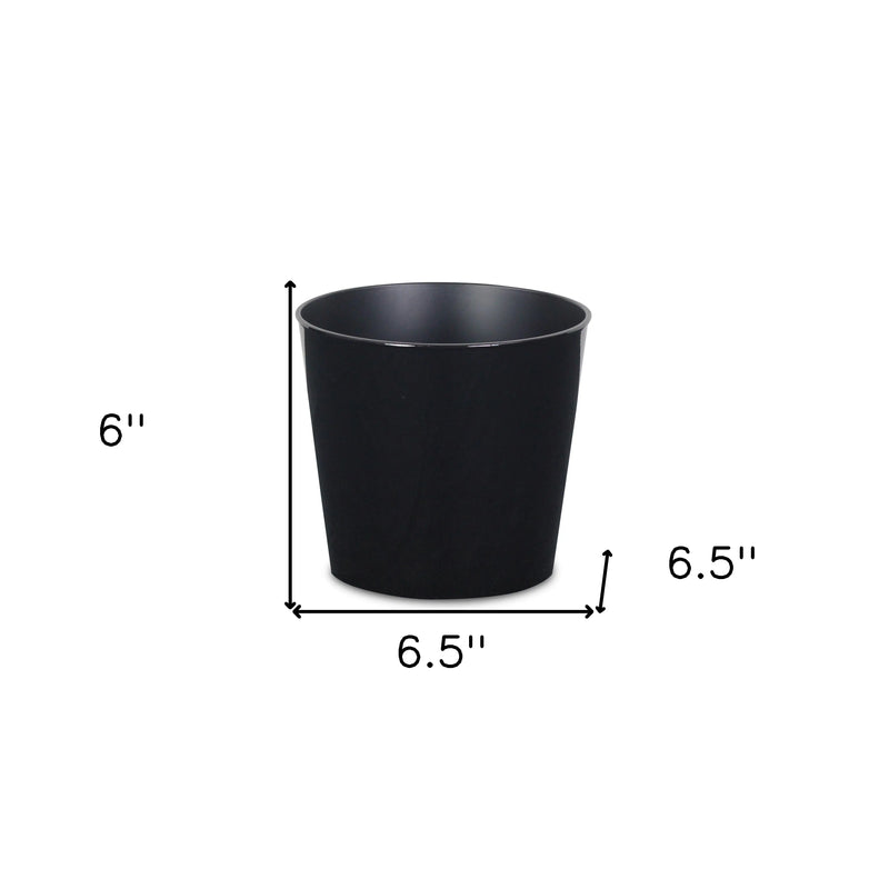7" Black Recycled Plastic Indoor Outdoor Round Pot Planter Homeroots Outdoor