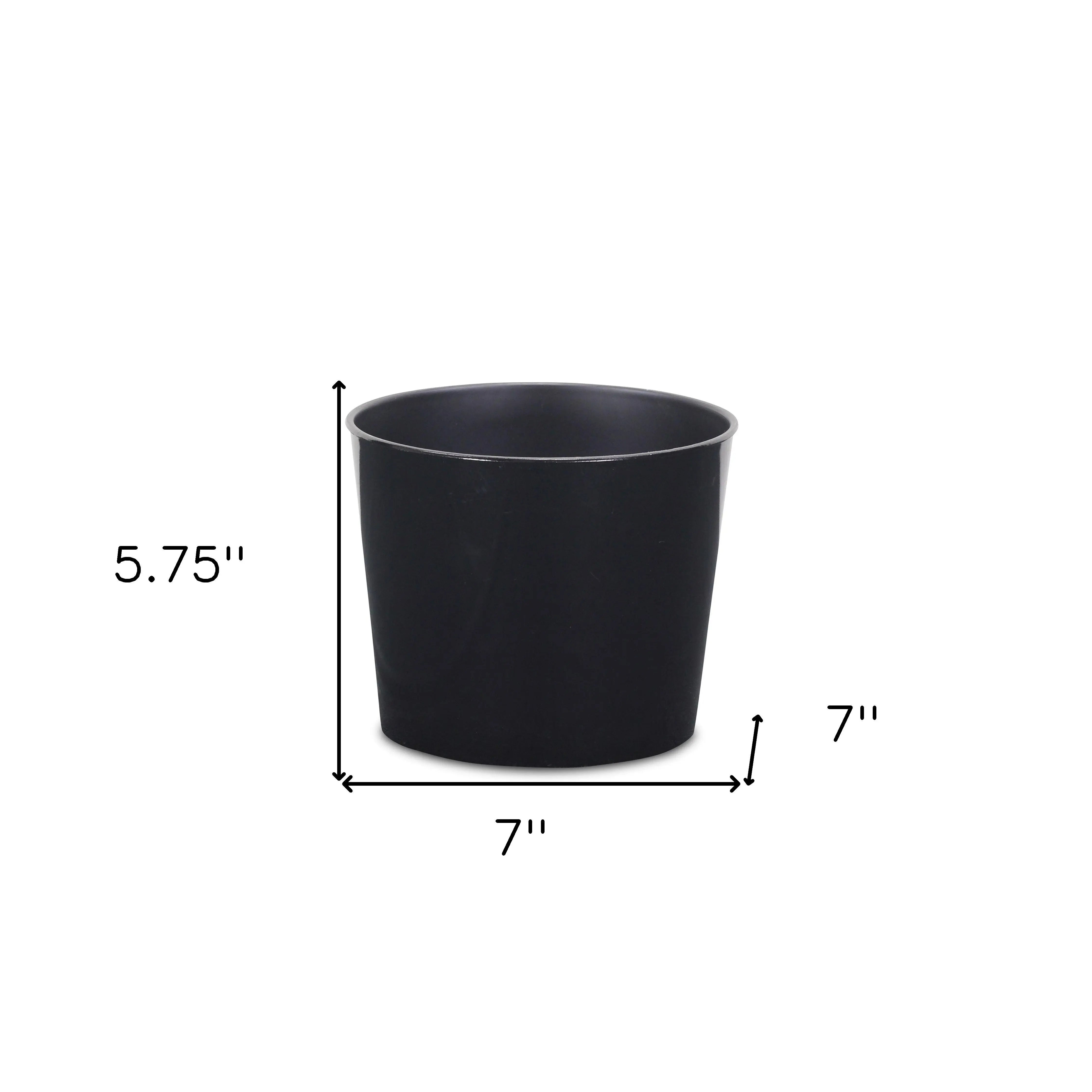 7" Black Recycled Plastic Indoor Outdoor Round Pot Planter Homeroots Outdoor