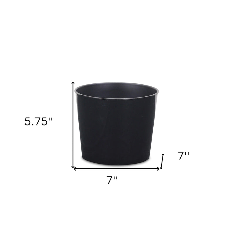 7" Black Recycled Plastic Indoor Outdoor Round Pot Planter Homeroots Outdoor