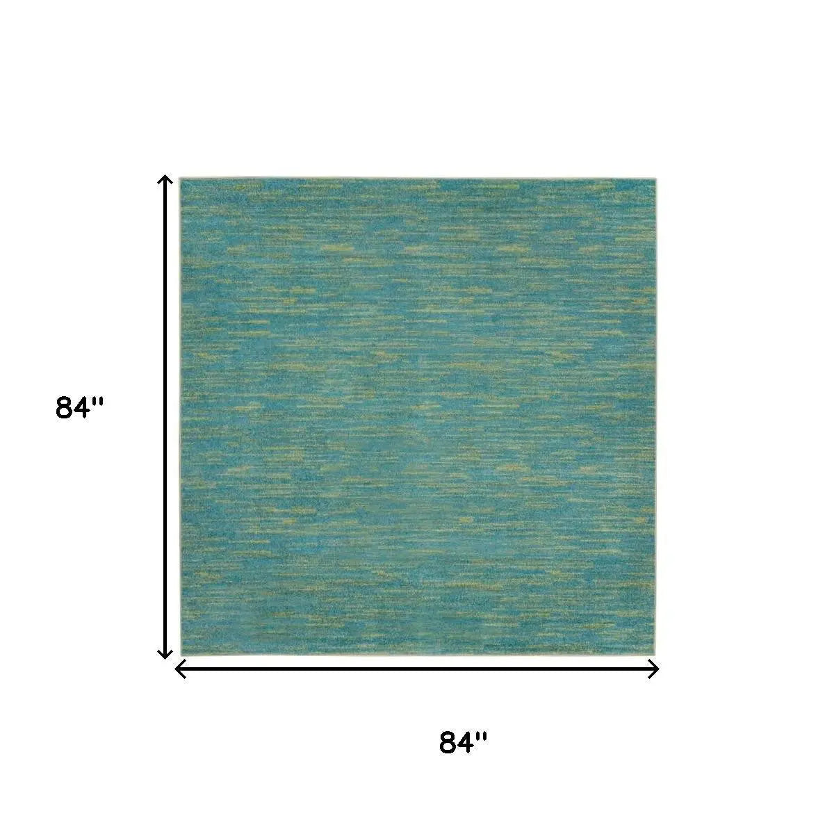 7' Blue And Green Square Indoor Outdoor Area Rug - GreatEagleInc