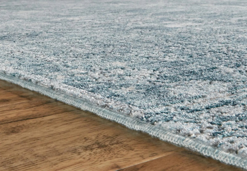 7' Blue Gray And Silver Abstract Area Rug With Fringe Homeroots Home Decor
