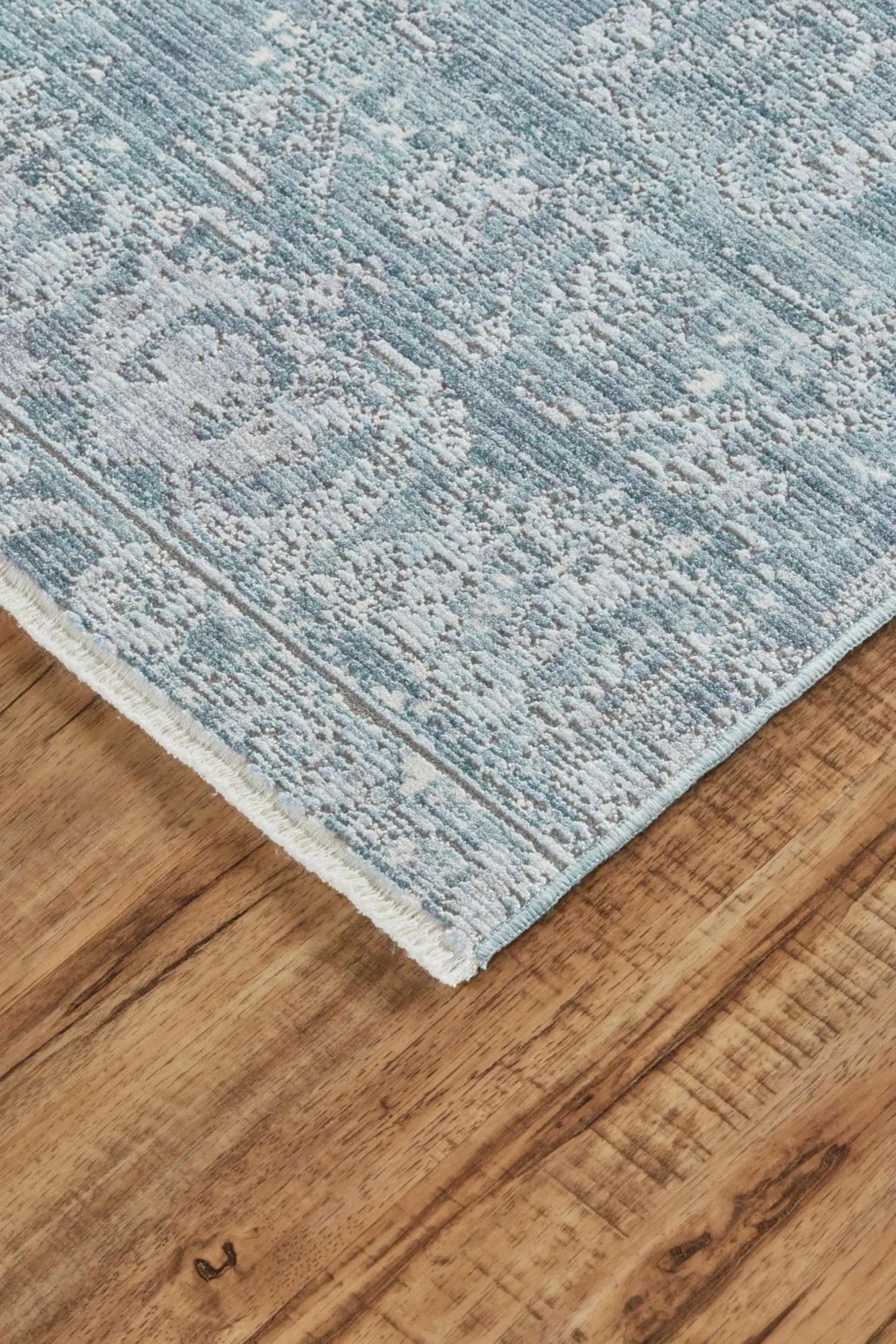 7' Blue Gray And Silver Abstract Area Rug With Fringe Homeroots Home Decor