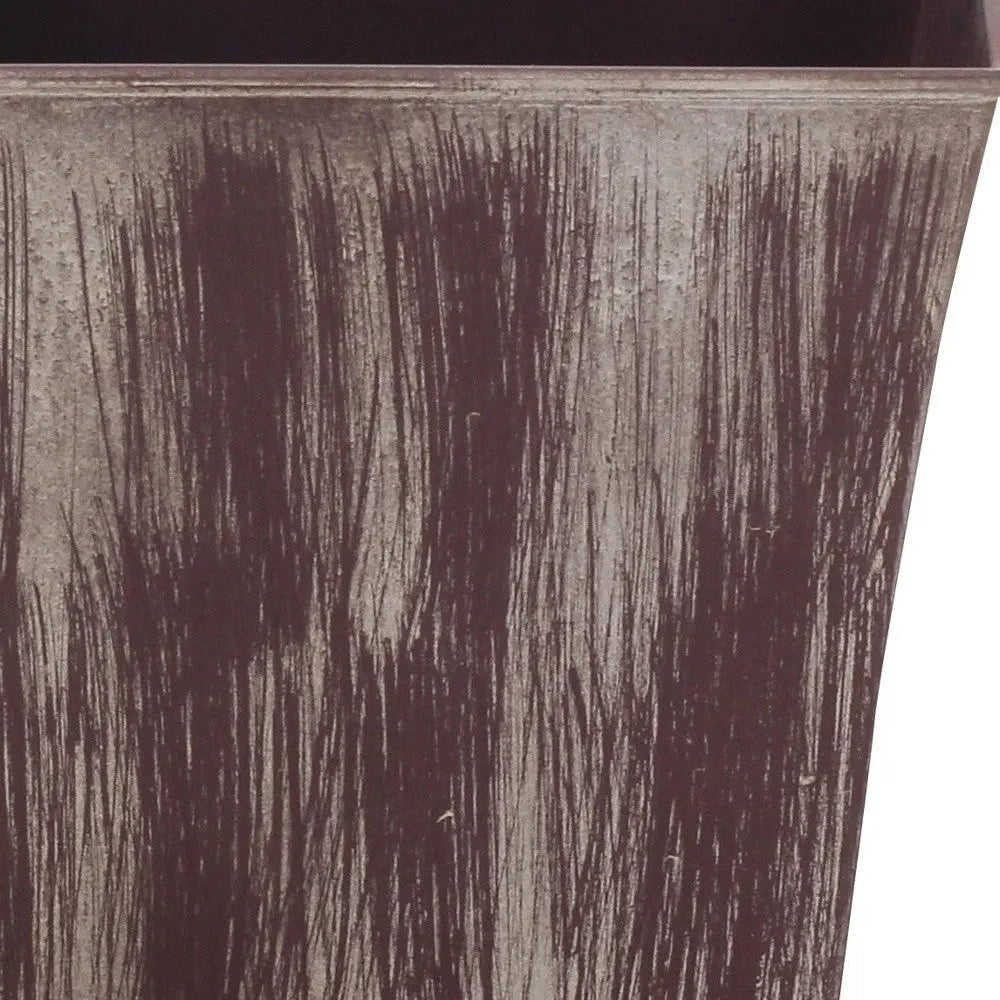 7" Brown and Ivory Textural Tone On Tone Recycled Plastic Indoor Outdoor Square Pot Planter Homeroots Outdoor