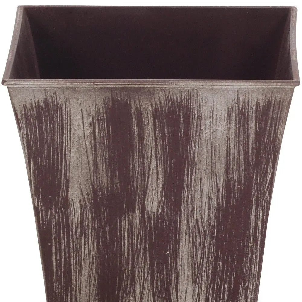 7" Brown and Ivory Textural Tone On Tone Recycled Plastic Indoor Outdoor Square Pot Planter Homeroots Outdoor