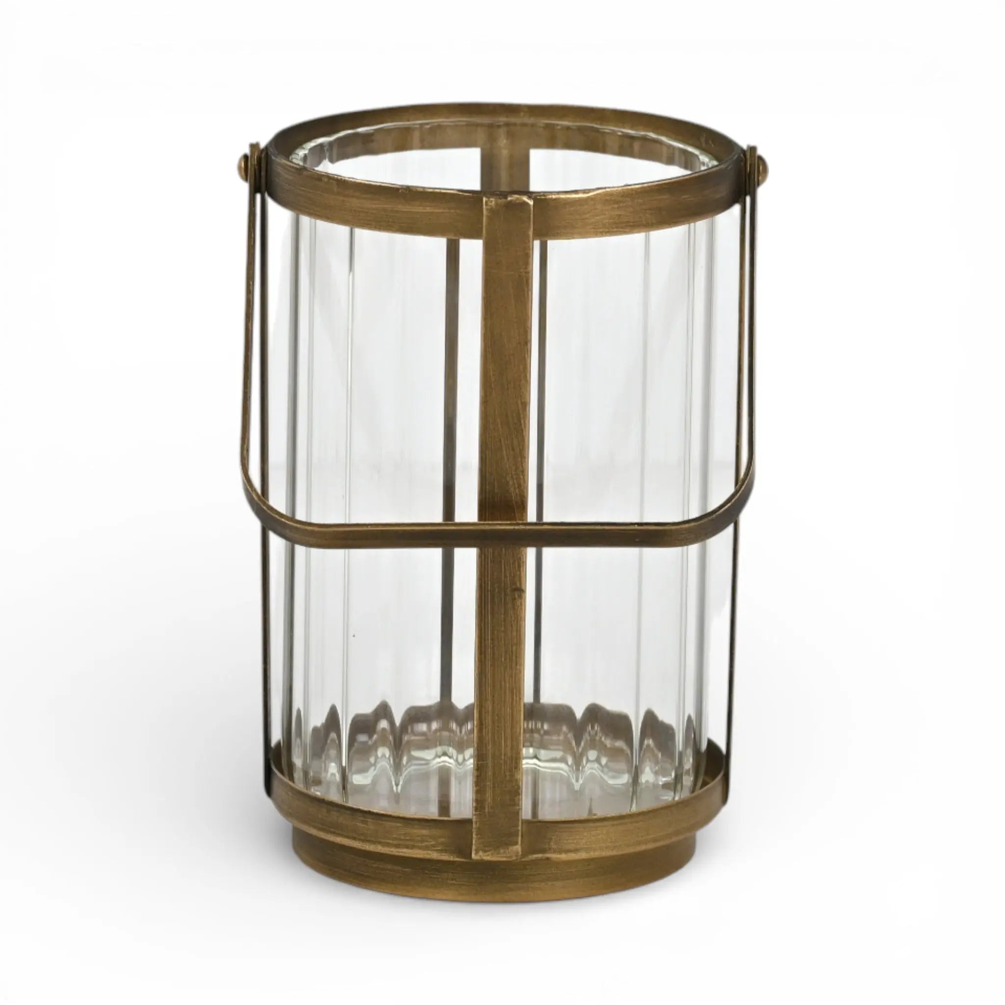 7" Gold Glass Tabletop Lantern Candle Holder Homeroots Home Decor