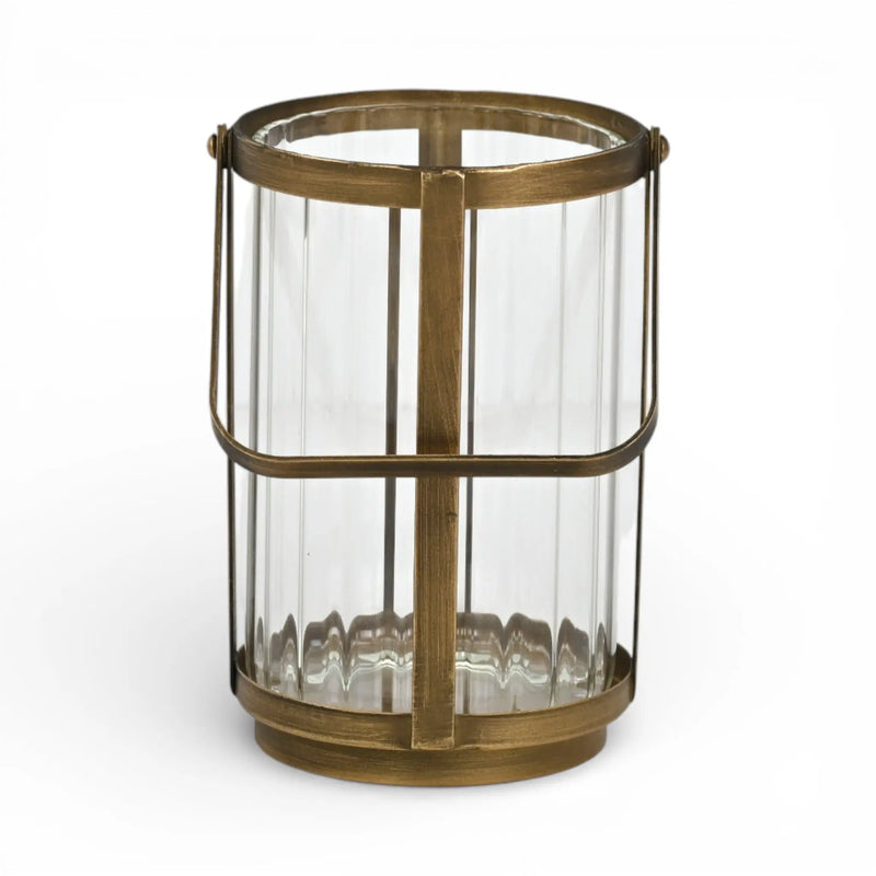 7" Gold Glass Tabletop Lantern Candle Holder Homeroots Home Decor