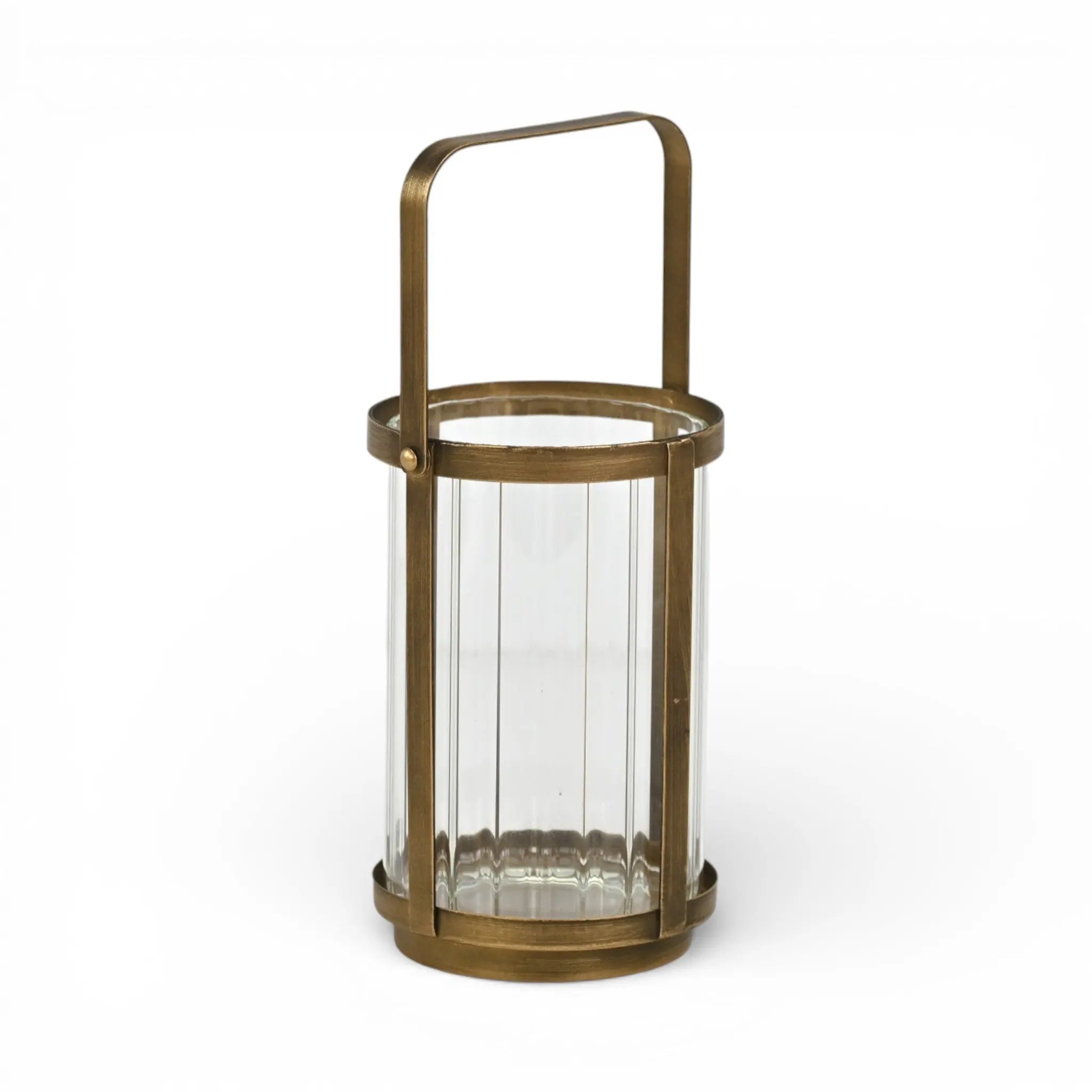 7" Gold Glass Tabletop Lantern Candle Holder Homeroots Home Decor