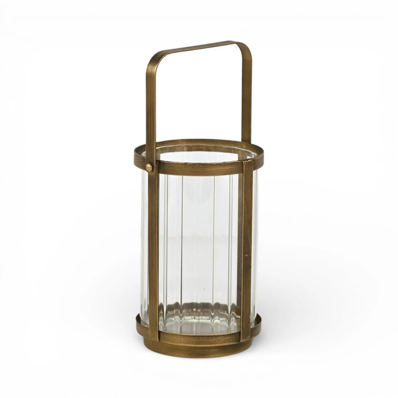 7" Gold Glass Tabletop Lantern Candle Holder Homeroots Home Decor