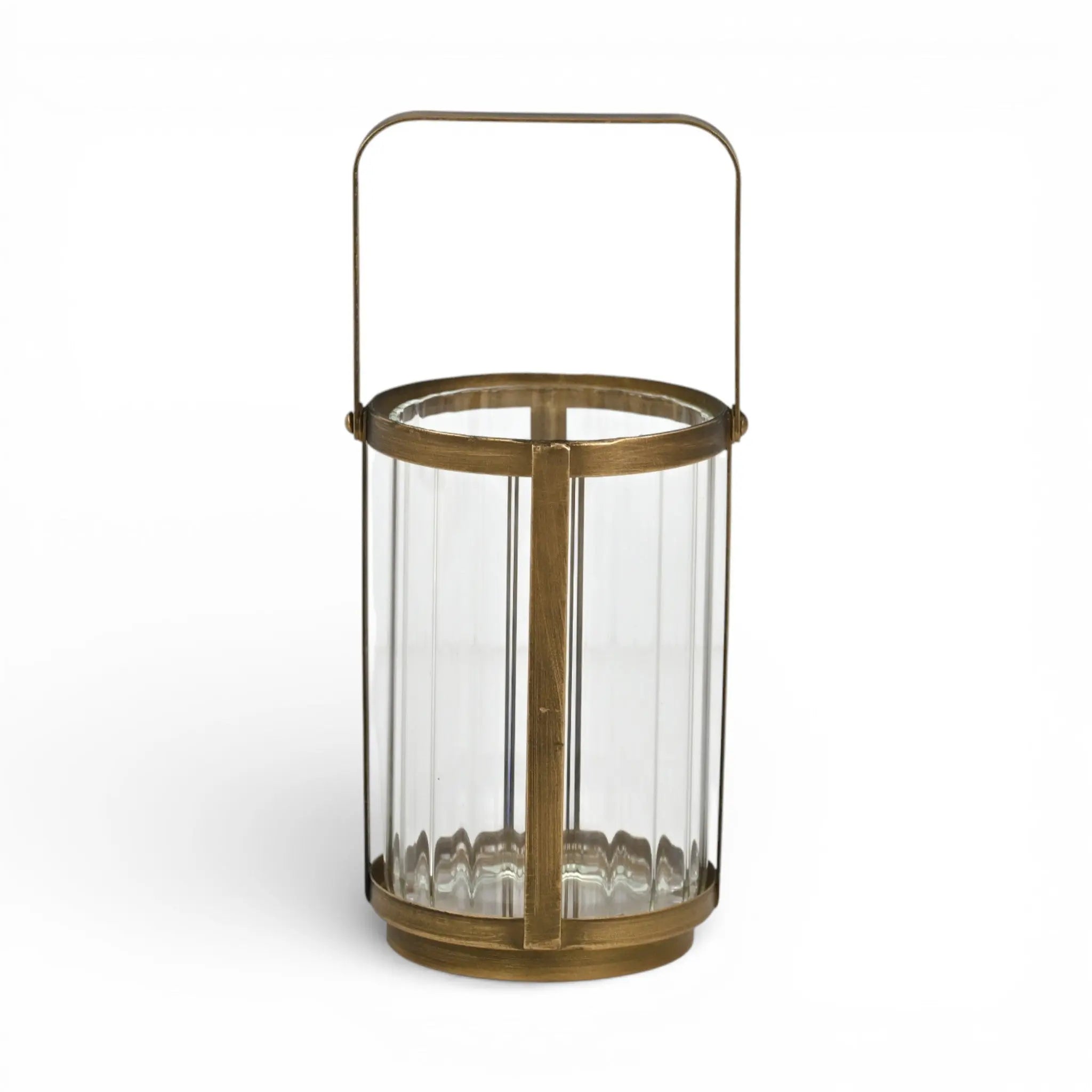 7" Gold Glass Tabletop Lantern Candle Holder Homeroots Home Decor