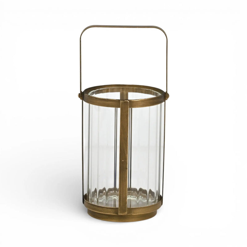 7" Gold Glass Tabletop Lantern Candle Holder Homeroots Home Decor