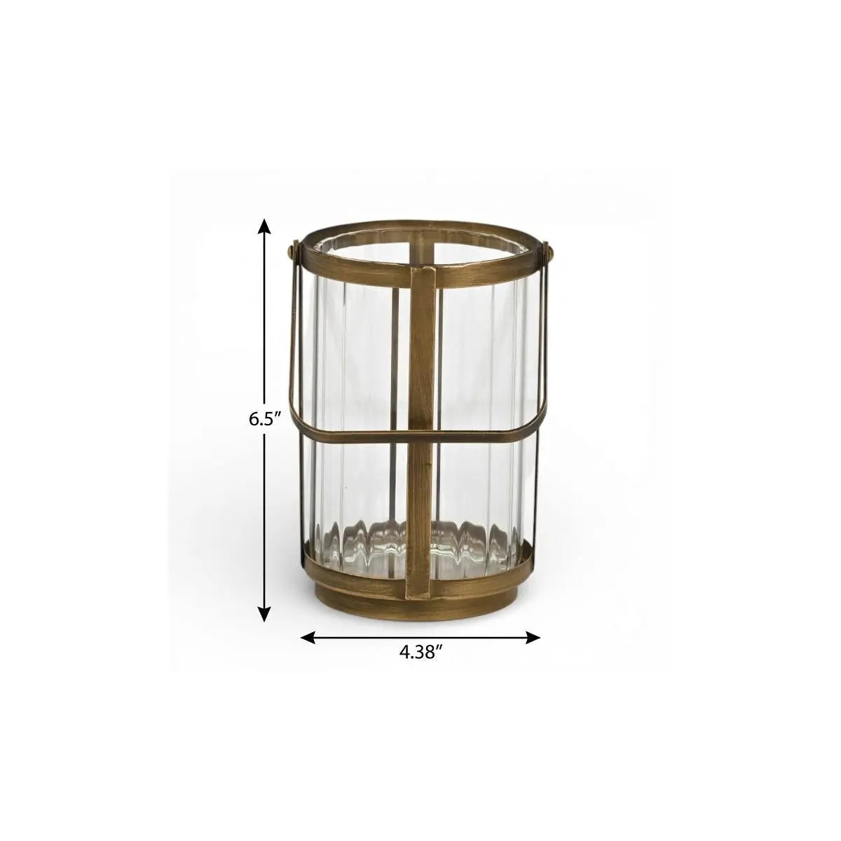 7" Gold Glass Tabletop Lantern Candle Holder Homeroots Home Decor