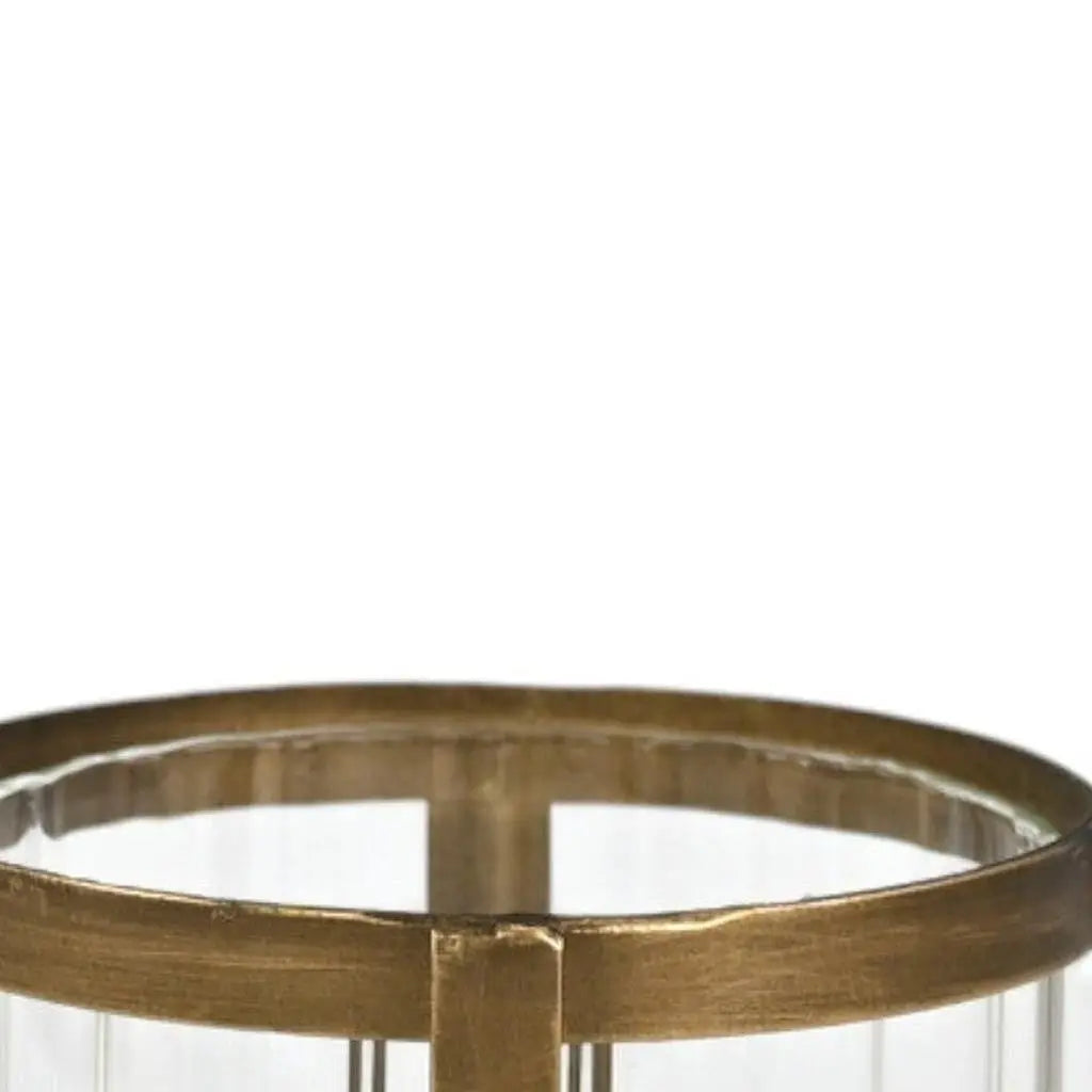 7" Gold Glass Tabletop Lantern Candle Holder Homeroots Home Decor