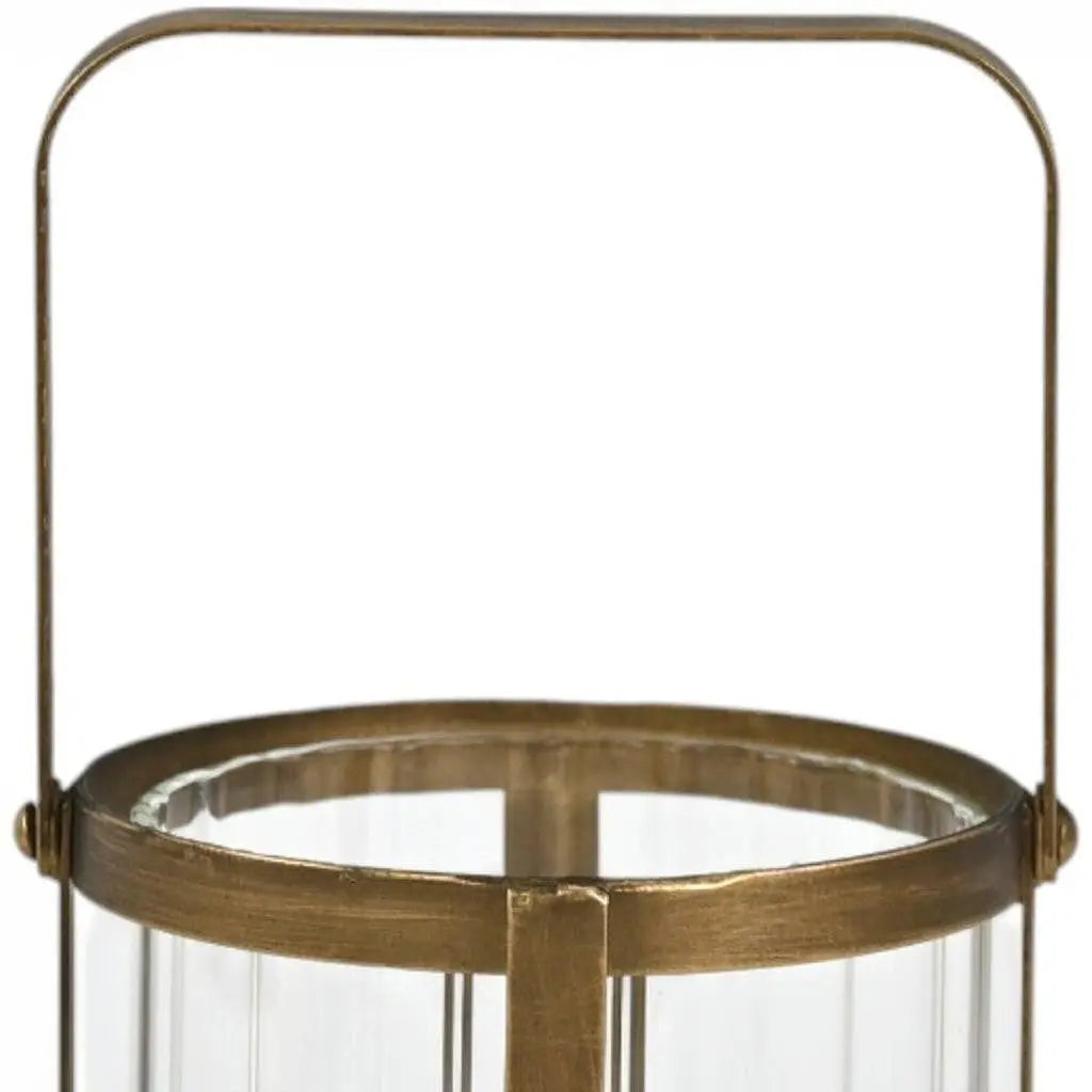 7" Gold Glass Tabletop Lantern Candle Holder Homeroots Home Decor