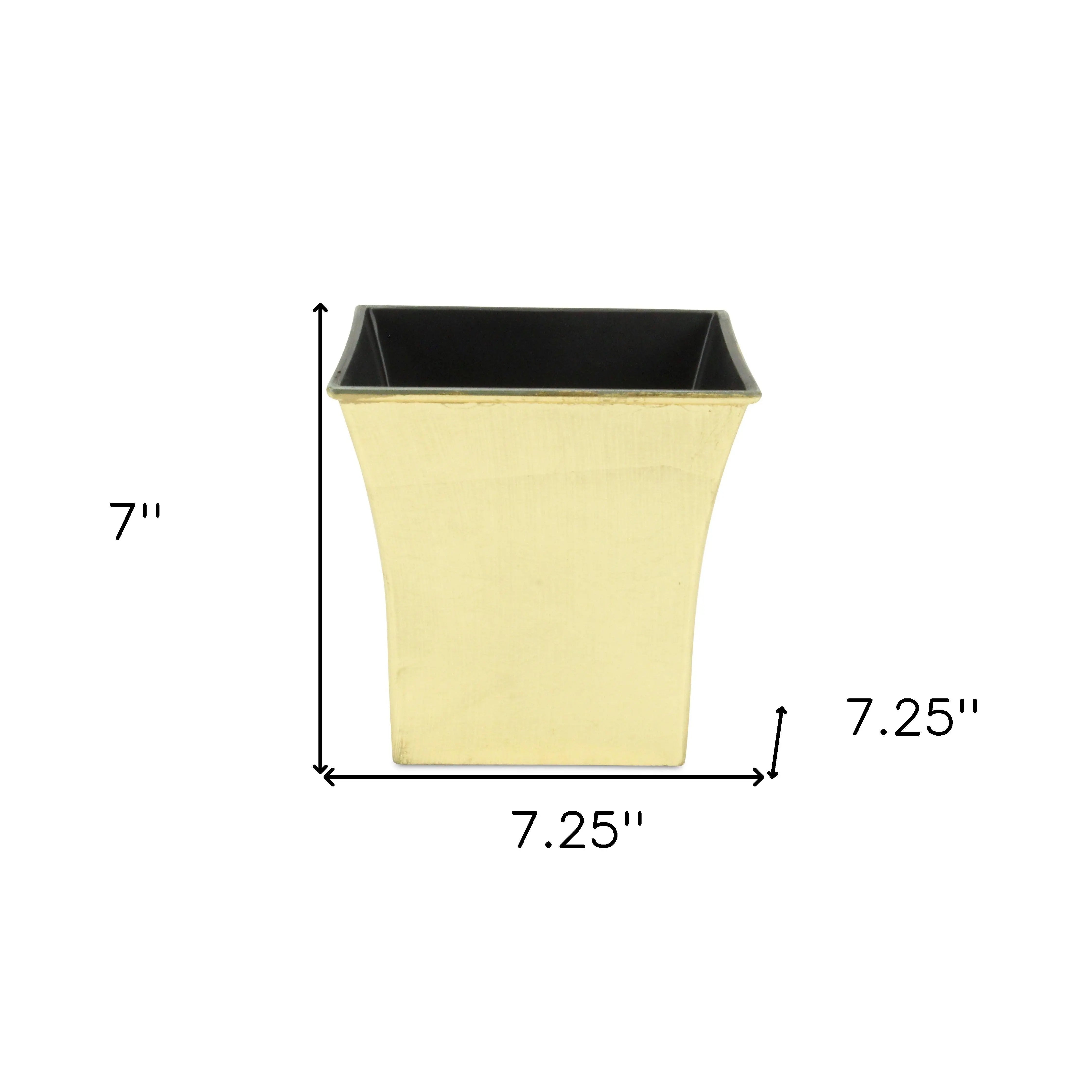 7" Gold Recycled Plastic Indoor Outdoor Square Pot Planter Homeroots Outdoor