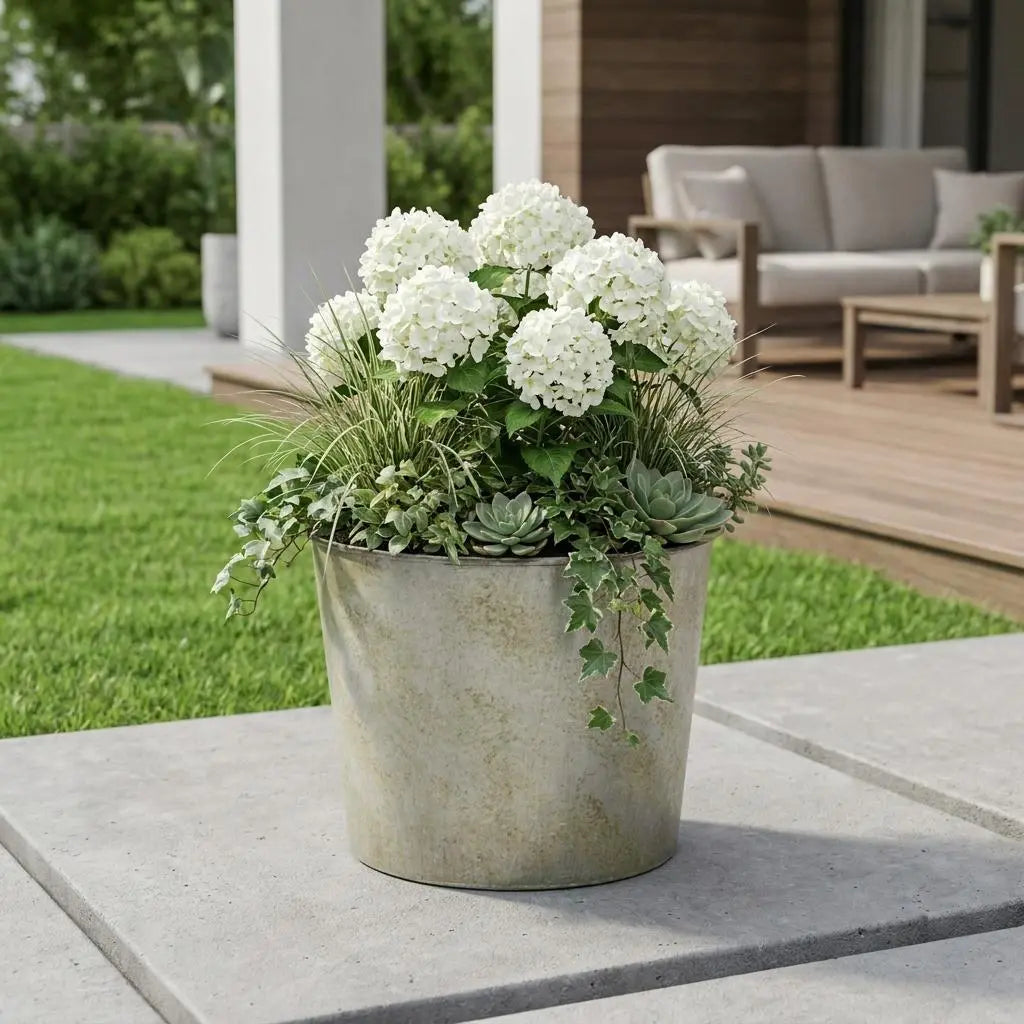 7" Gray Recycled Plastic Indoor Outdoor Round Pot Planter Homeroots Outdoor