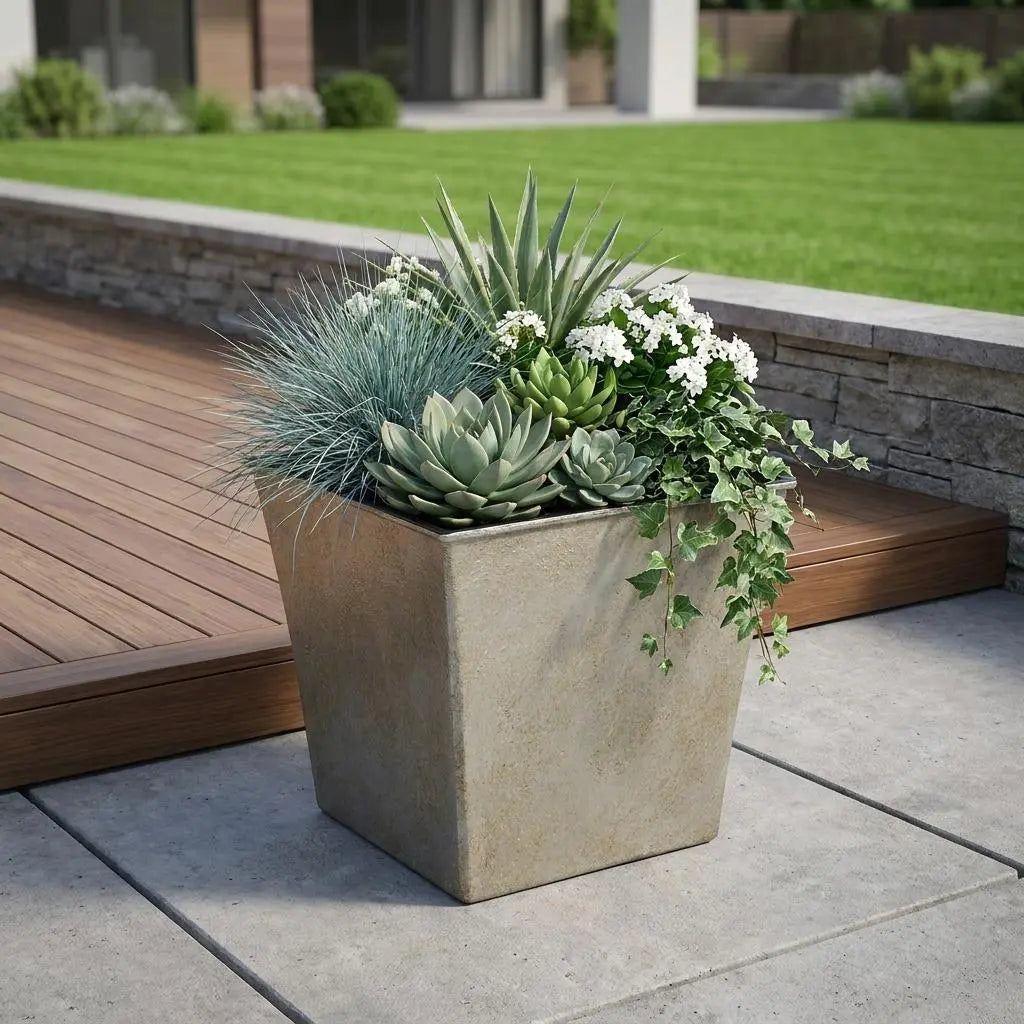 7" Gray Recycled Plastic Indoor Outdoor Square Pot Planter Homeroots Outdoor