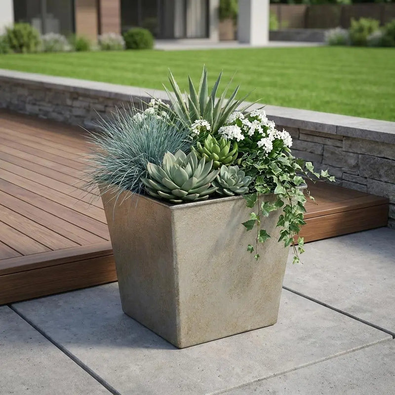 7" Gray Recycled Plastic Indoor Outdoor Square Pot Planter Homeroots Outdoor