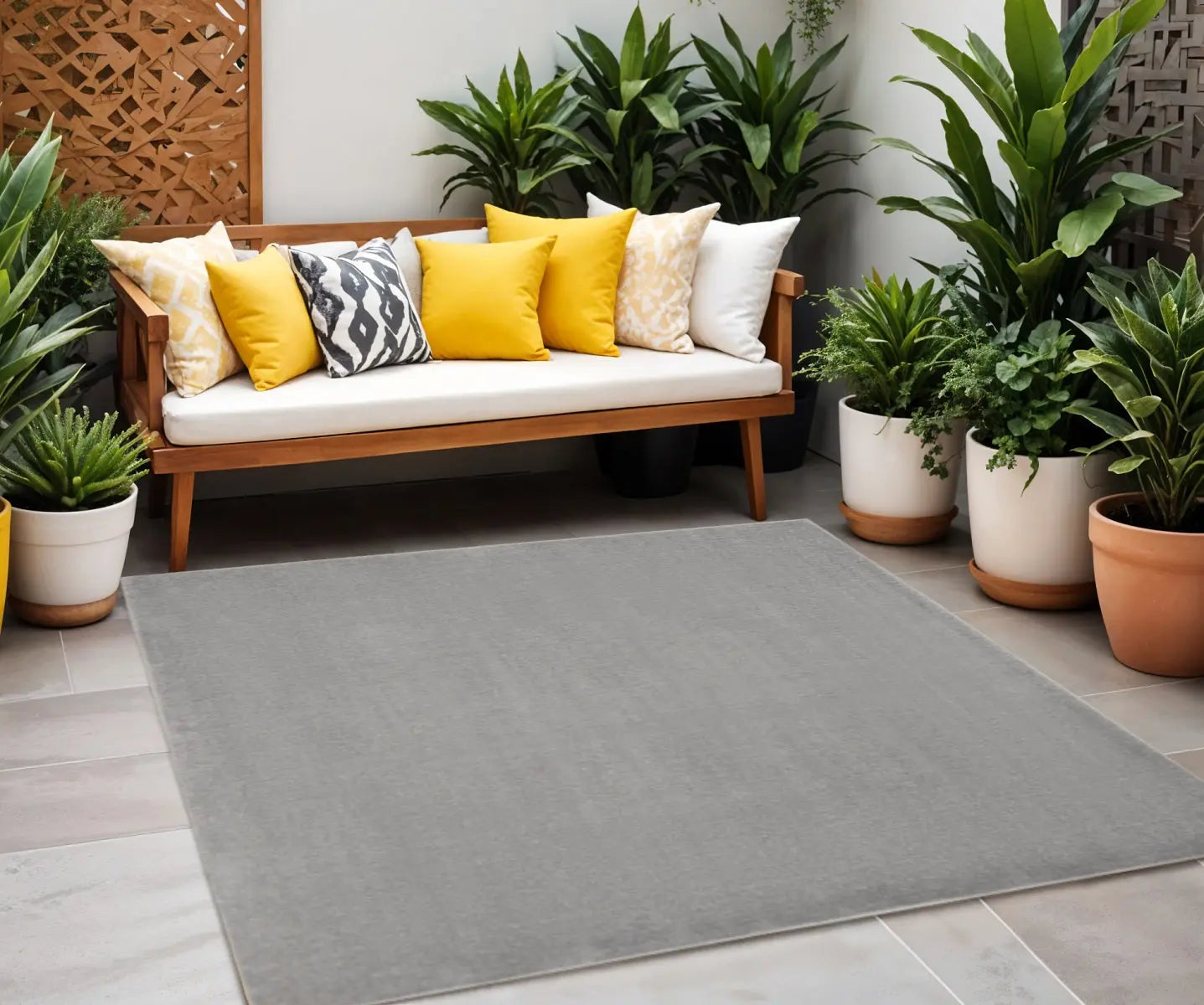 7' Gray Square Indoor Outdoor Area Rug Homeroots Outdoor