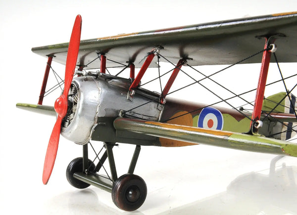 7" Green Metal Hand Painted Model Airplane Tabletop Sculpture Homeroots Home Decor