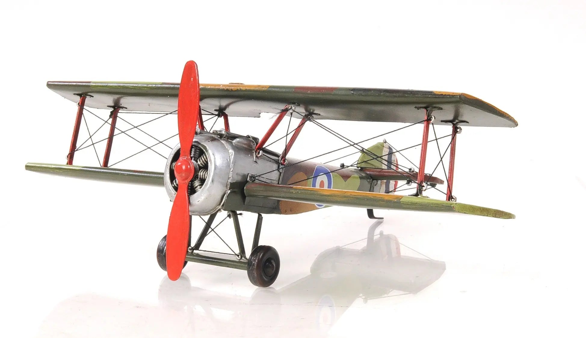 7" Green Metal Hand Painted Model Airplane Tabletop Sculpture Homeroots Home Decor