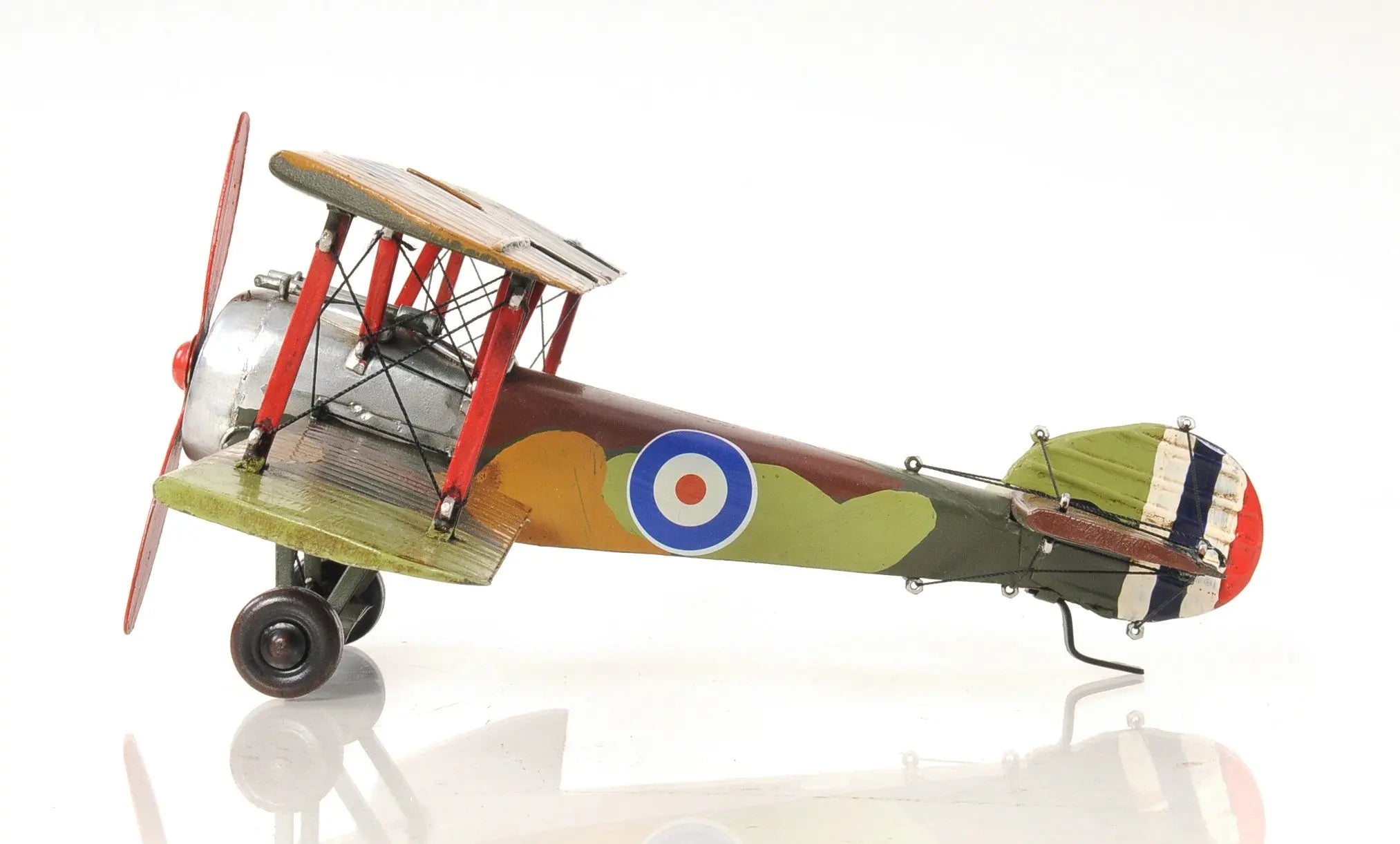 7" Green Metal Hand Painted Model Airplane Tabletop Sculpture Homeroots Home Decor