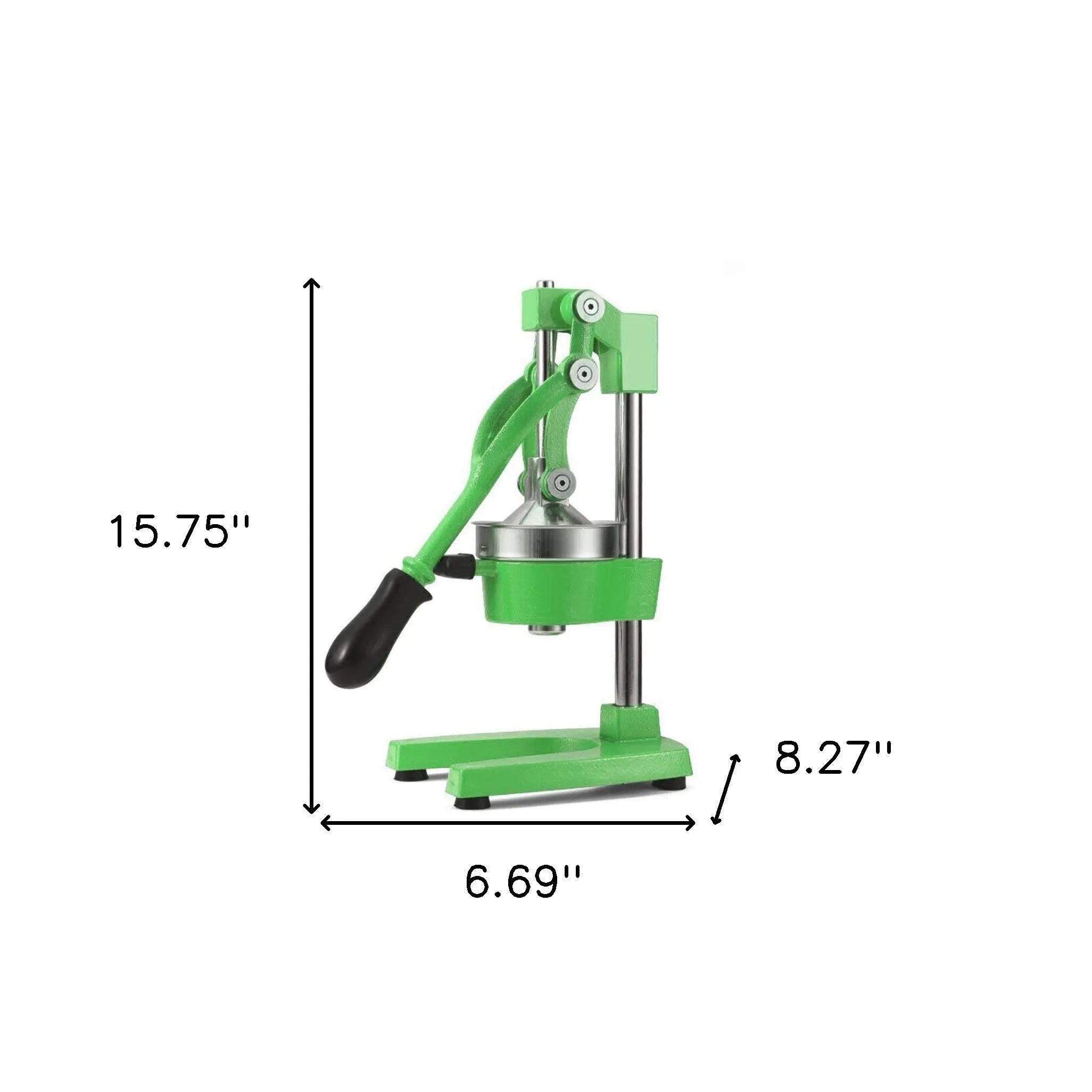 7" Green Silver And Black Stainless Steel Manual Juicer Homeroots Kitchen & Dining