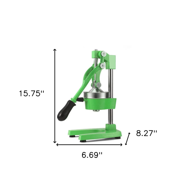 7" Green Silver And Black Stainless Steel Manual Juicer Homeroots Kitchen & Dining