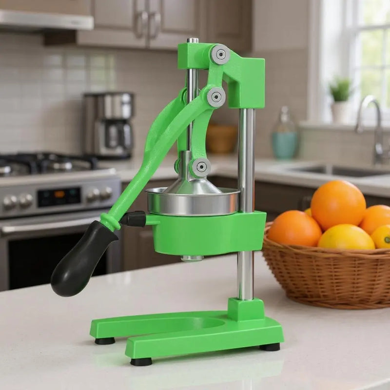 7" Green Silver And Black Stainless Steel Manual Juicer Homeroots Kitchen & Dining