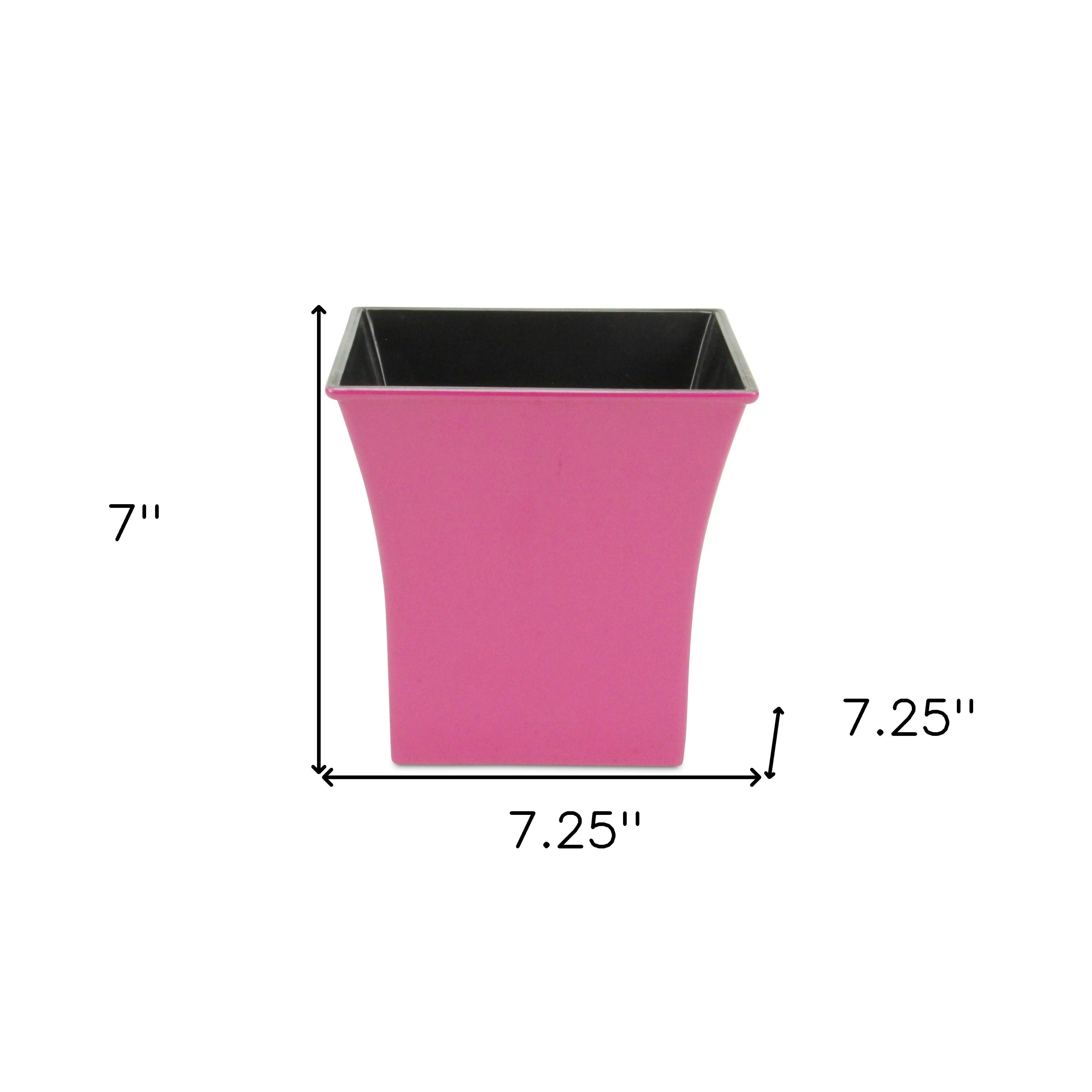 7" Hot Pink Recycled Plastic Indoor Outdoor Square Pot Planter Homeroots Outdoor