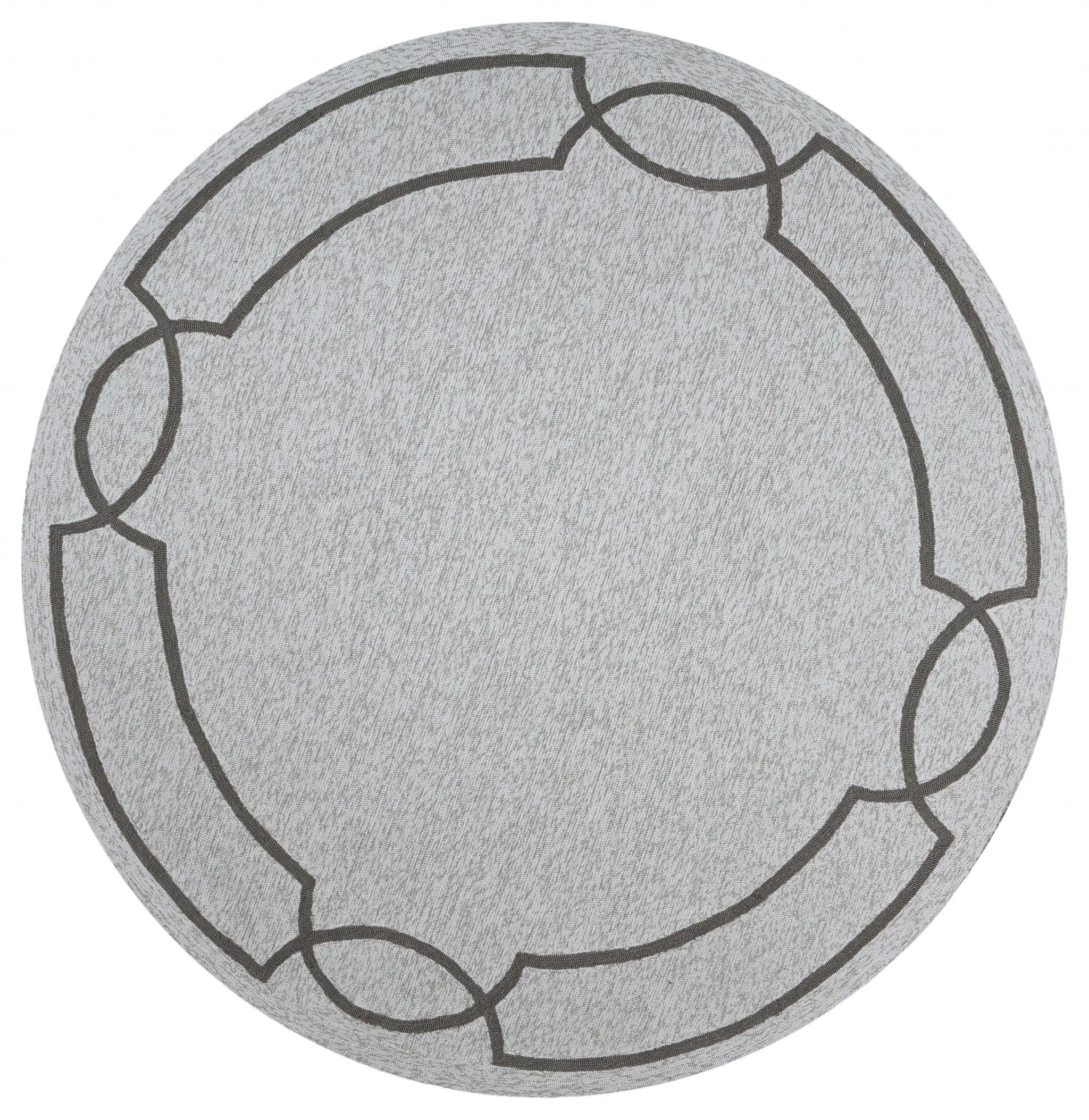 7' Ivory And Brown Round Geometric Handmade Indoor Outdoor Area Rug Homeroots Outdoor