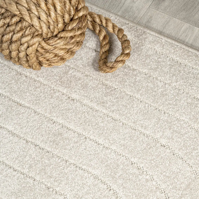 7' Ivory And Cream Round Striped Indoor Outdoor Area Rug Homeroots Outdoor
