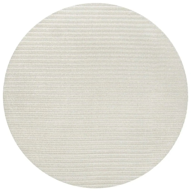 7' Ivory And Cream Round Striped Indoor Outdoor Area Rug Homeroots Outdoor