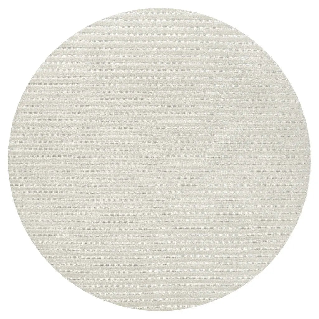 7' Ivory And Cream Round Striped Indoor Outdoor Area Rug Homeroots Outdoor