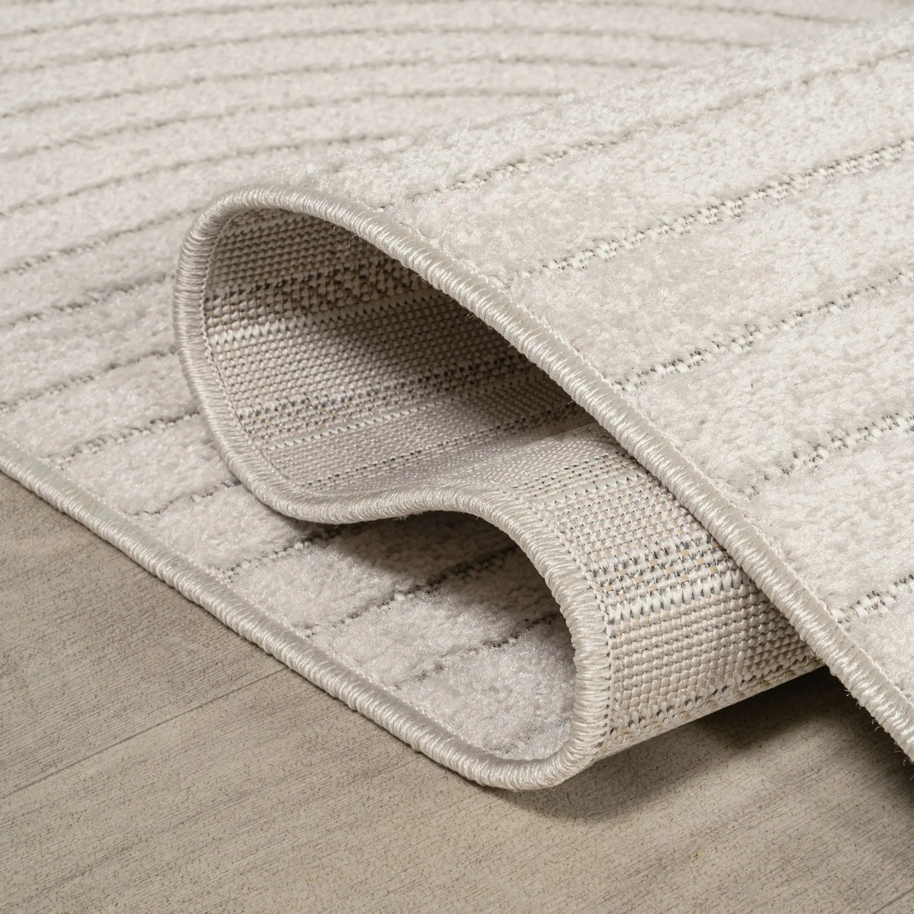 7' Ivory And Cream Square Striped Indoor Outdoor Area Rug Homeroots Outdoor