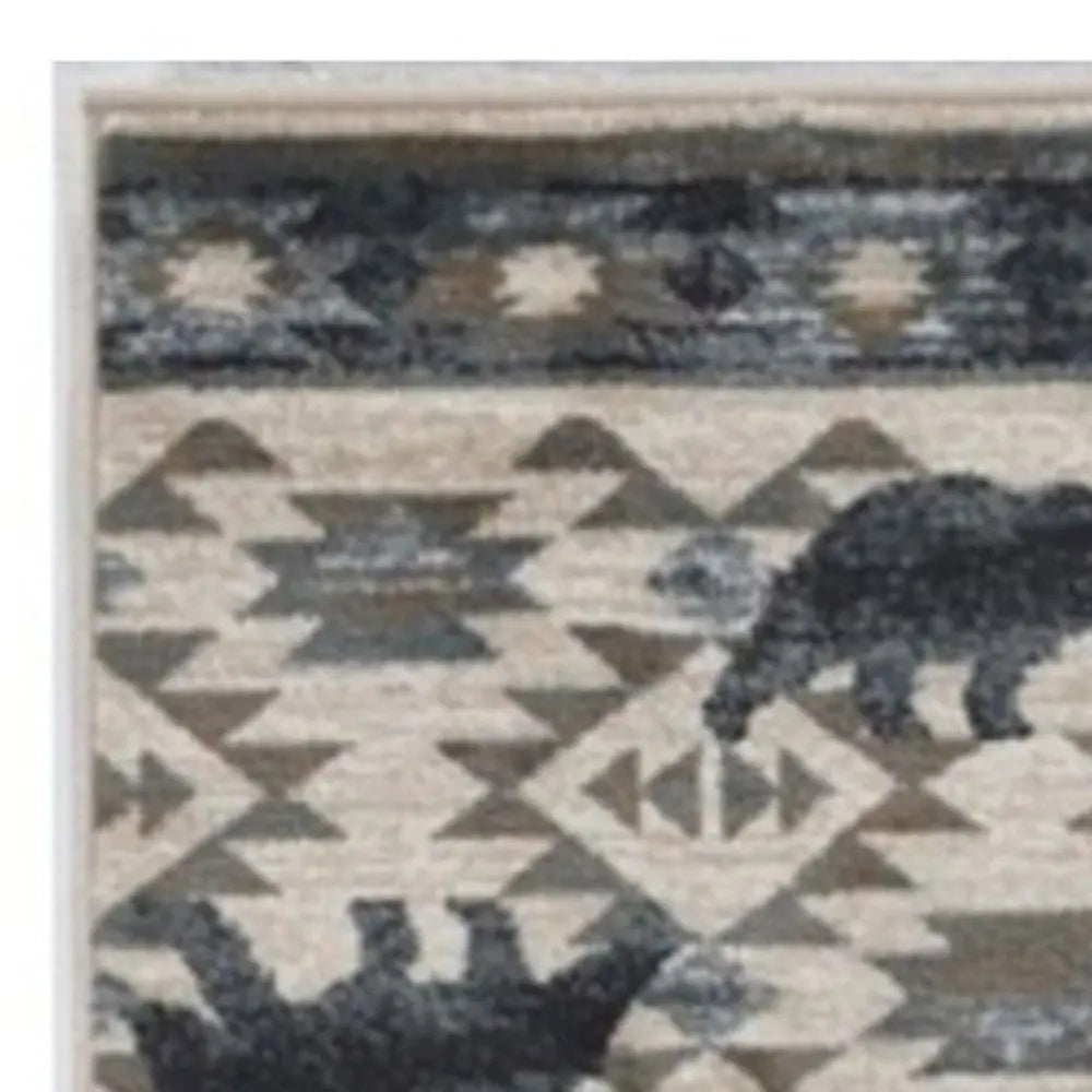 7' Ivory And Gray Woodland Lodge Runner Rug Homeroots Home Decor