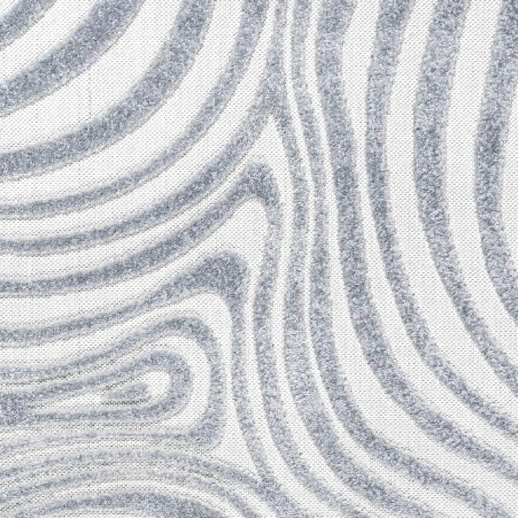 7' Light Blue And Ivory Square Abstract Indoor Outdoor Area Rug Homeroots Outdoor