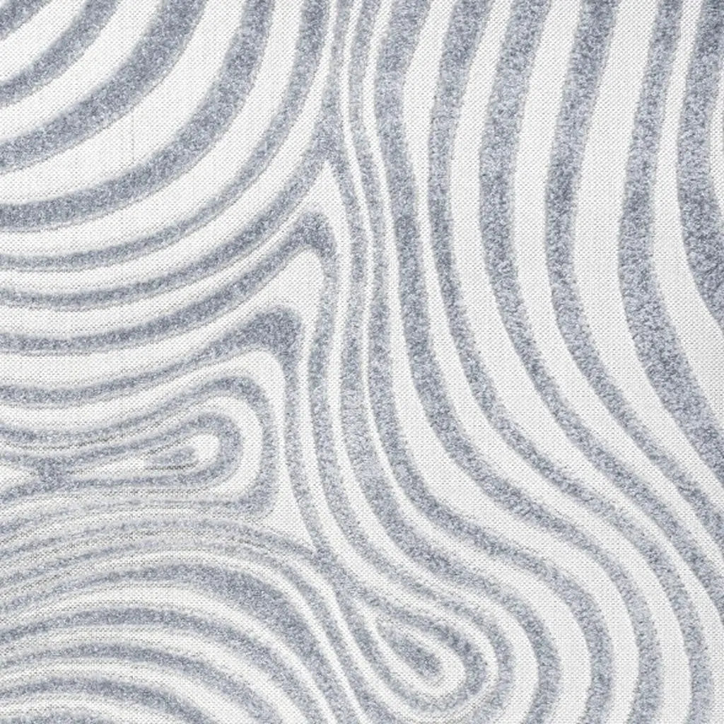 7' Light Blue And Ivory Square Abstract Indoor Outdoor Area Rug Homeroots Outdoor