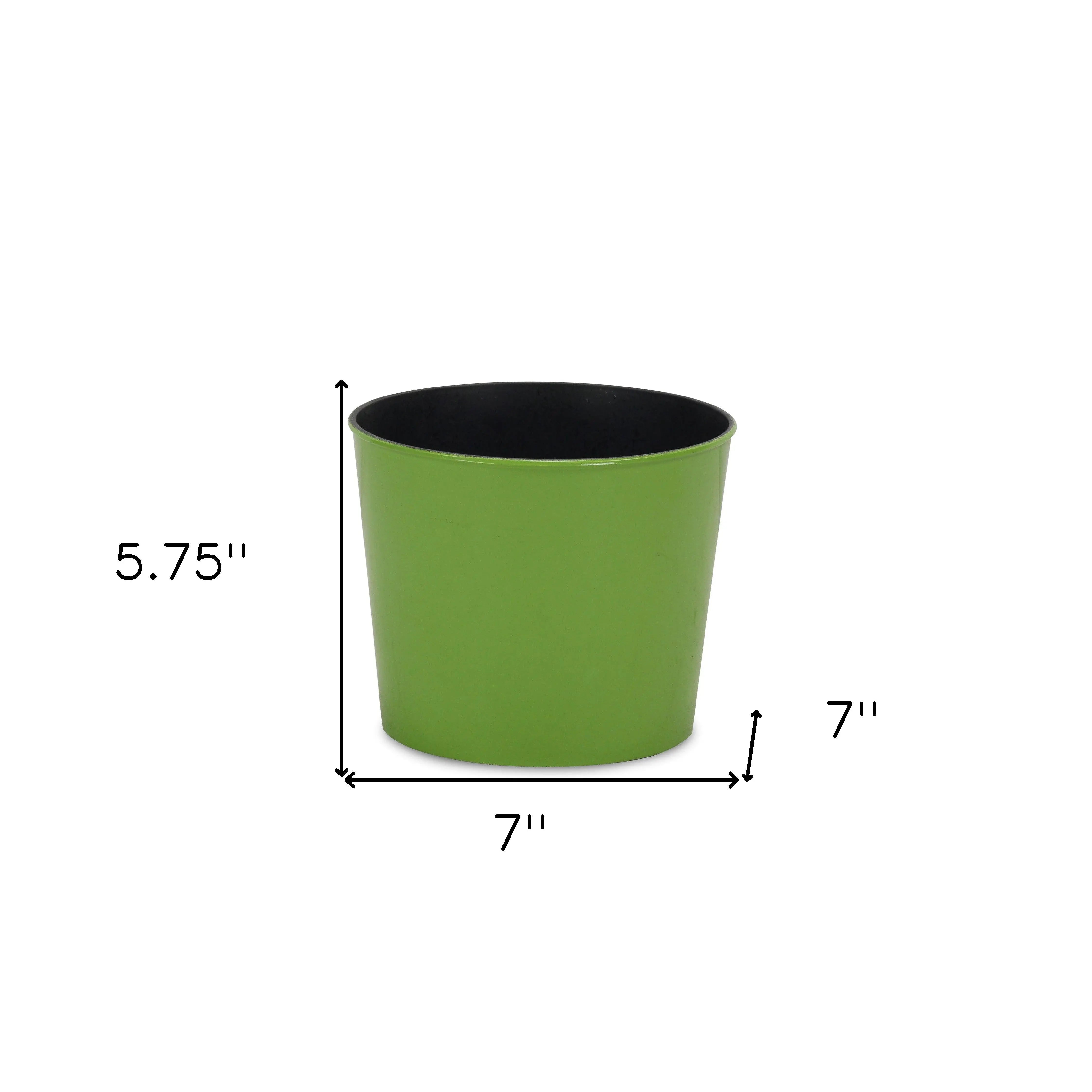 7" Lime Green Recycled Plastic Indoor Outdoor Round Pot Planter Homeroots Outdoor