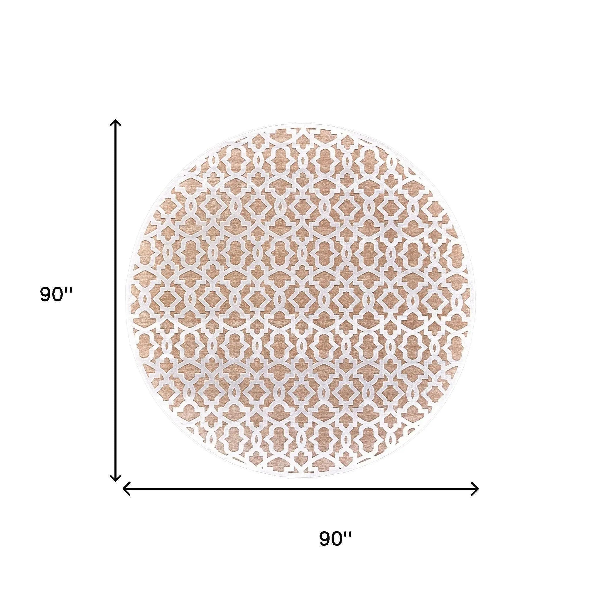 7' Pink And White Geometric Round Rug Homeroots Home Decor